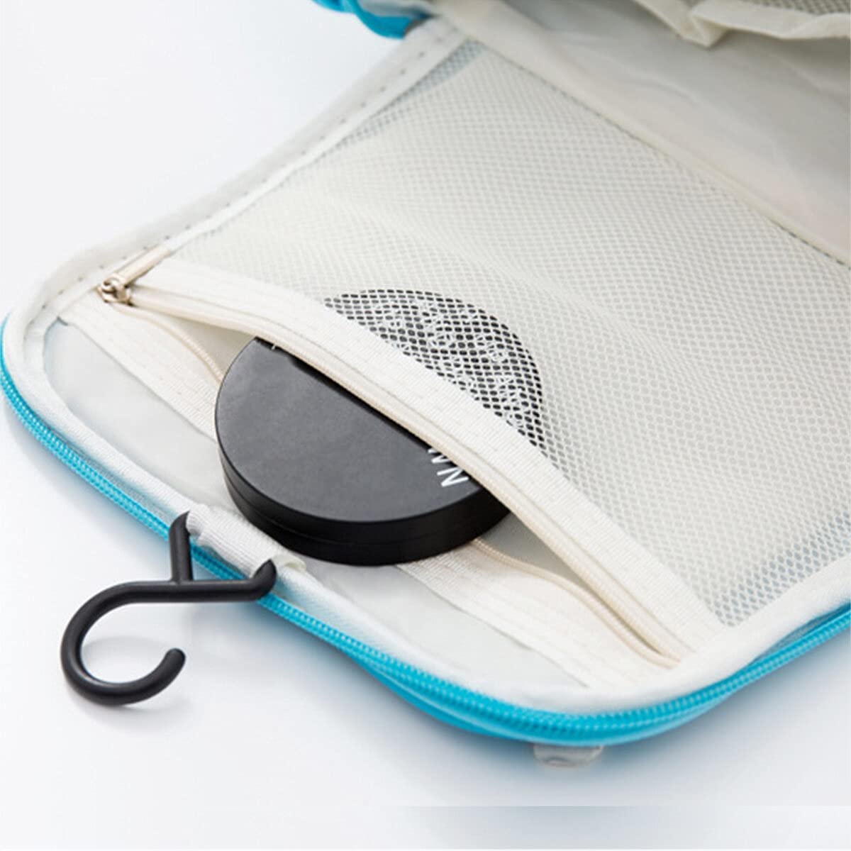 FYCAN Waterproof Makeup Bag with Brush Holder - Travel Cosmetic Organizer for Women & Girls (Sky Blue) - Perfect for Purse & Toiletry Storage