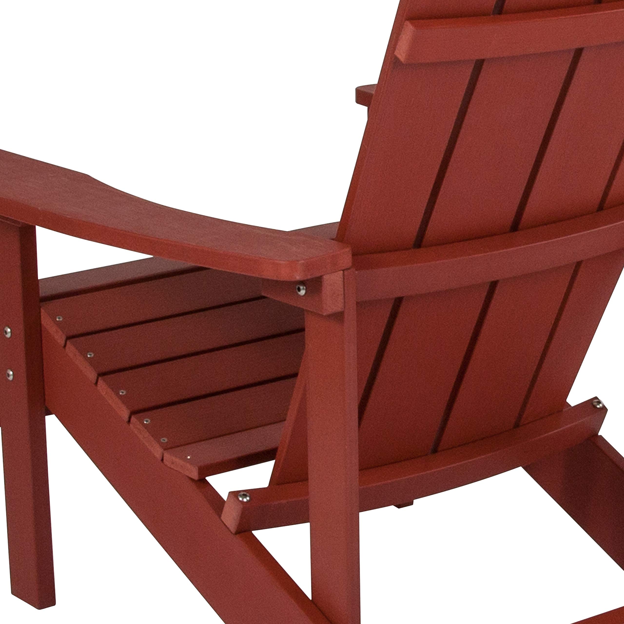Merrick Lane Riviera Adirondack Patio Chairs - Weather-Resistant Red Outdoor Chairs with Vertical Back & Wide Arms - Comfortable Slanted Seat Design - Perfect for Poolside, Garden, and Backyard Relaxation