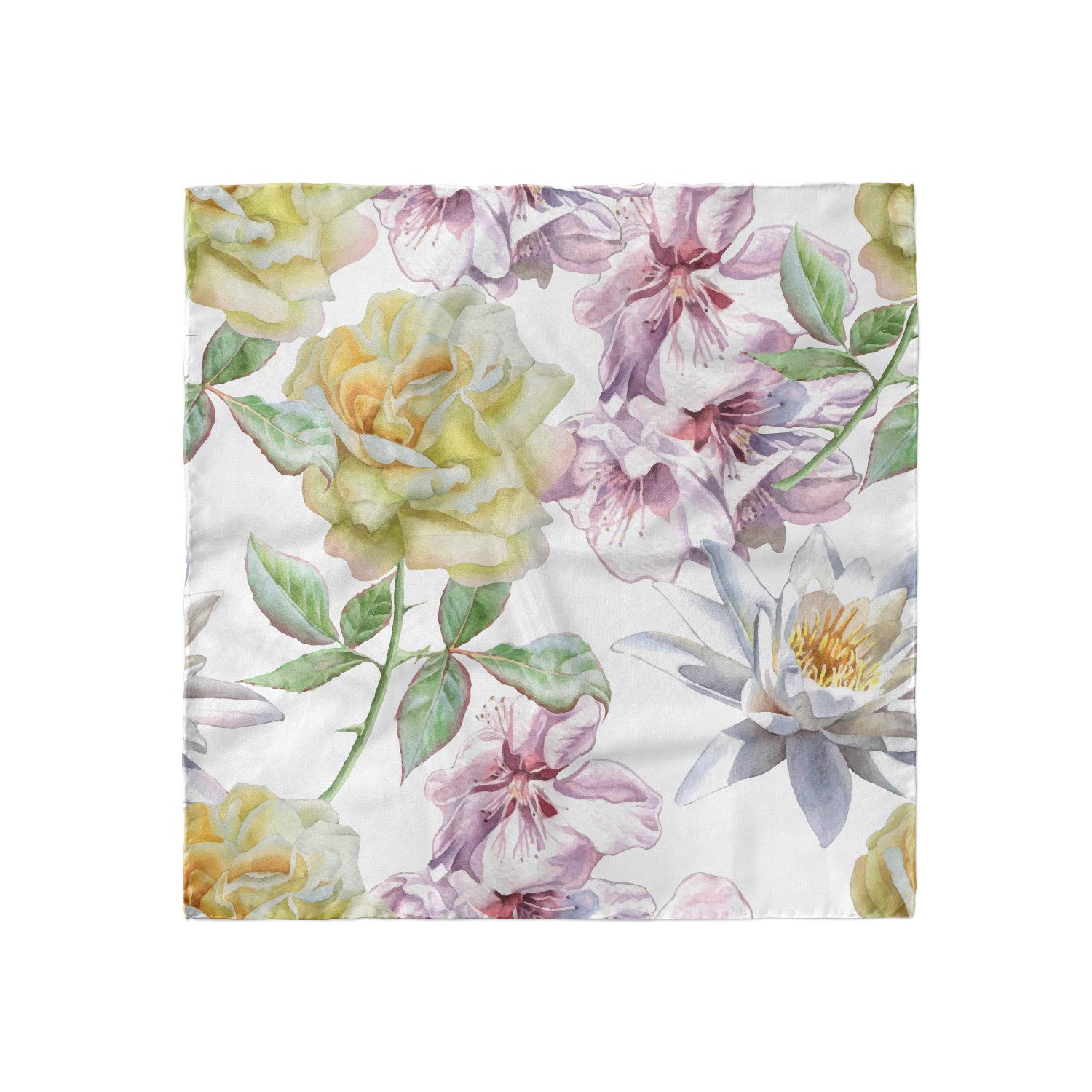 Ambesonne Floral Hair Scarf - Rose Petals, Sakura & Lily Print Head Wrap for Women | Boho Chic Headband, Beach Cover Up, Summer Fashion Accessory