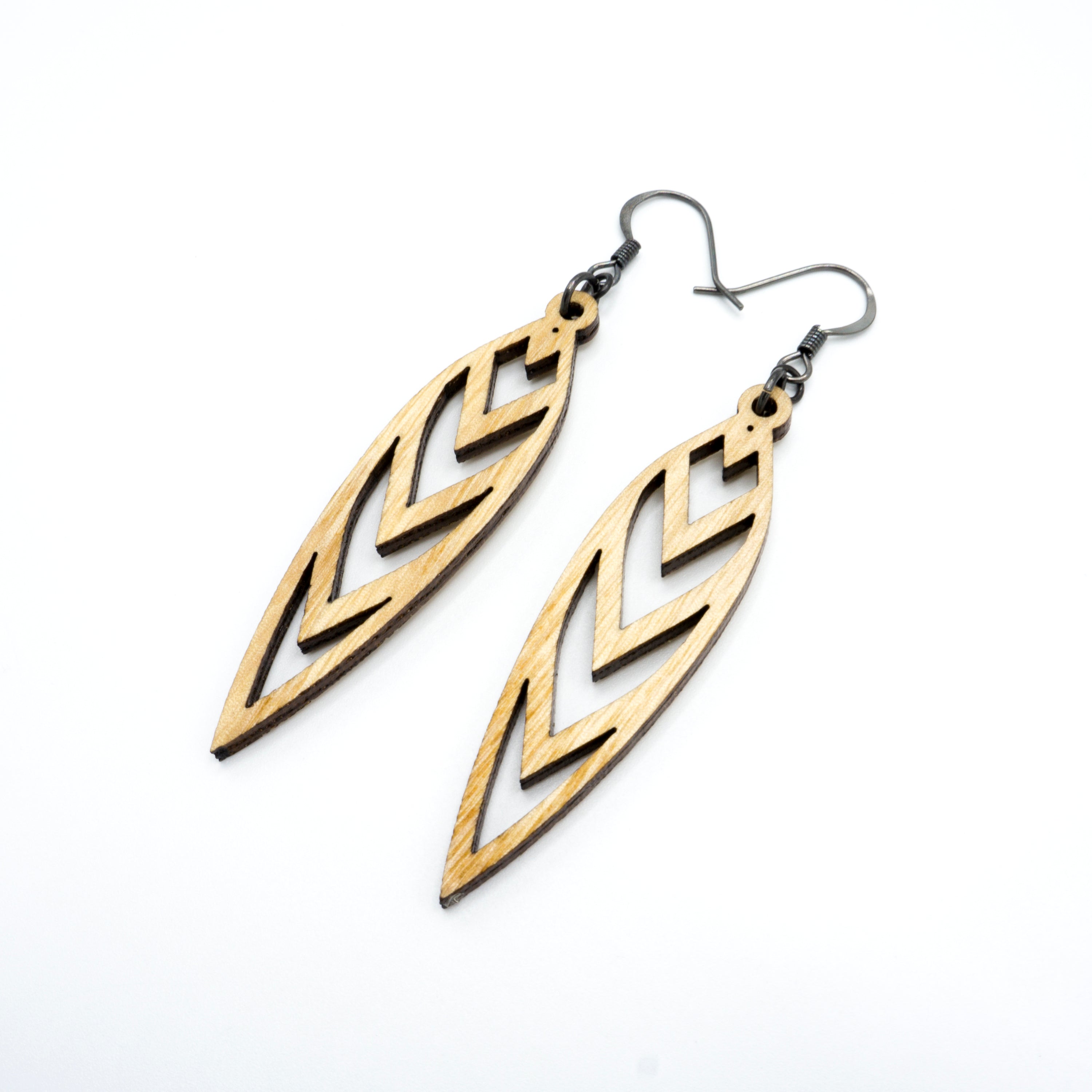 Totem 05 [S] Wooden Earrings - Handcrafted Ash Wood Bohemian Style Dangle Earrings for Women | Perfect for Festivals, Boho Outfits & Everyday Wear