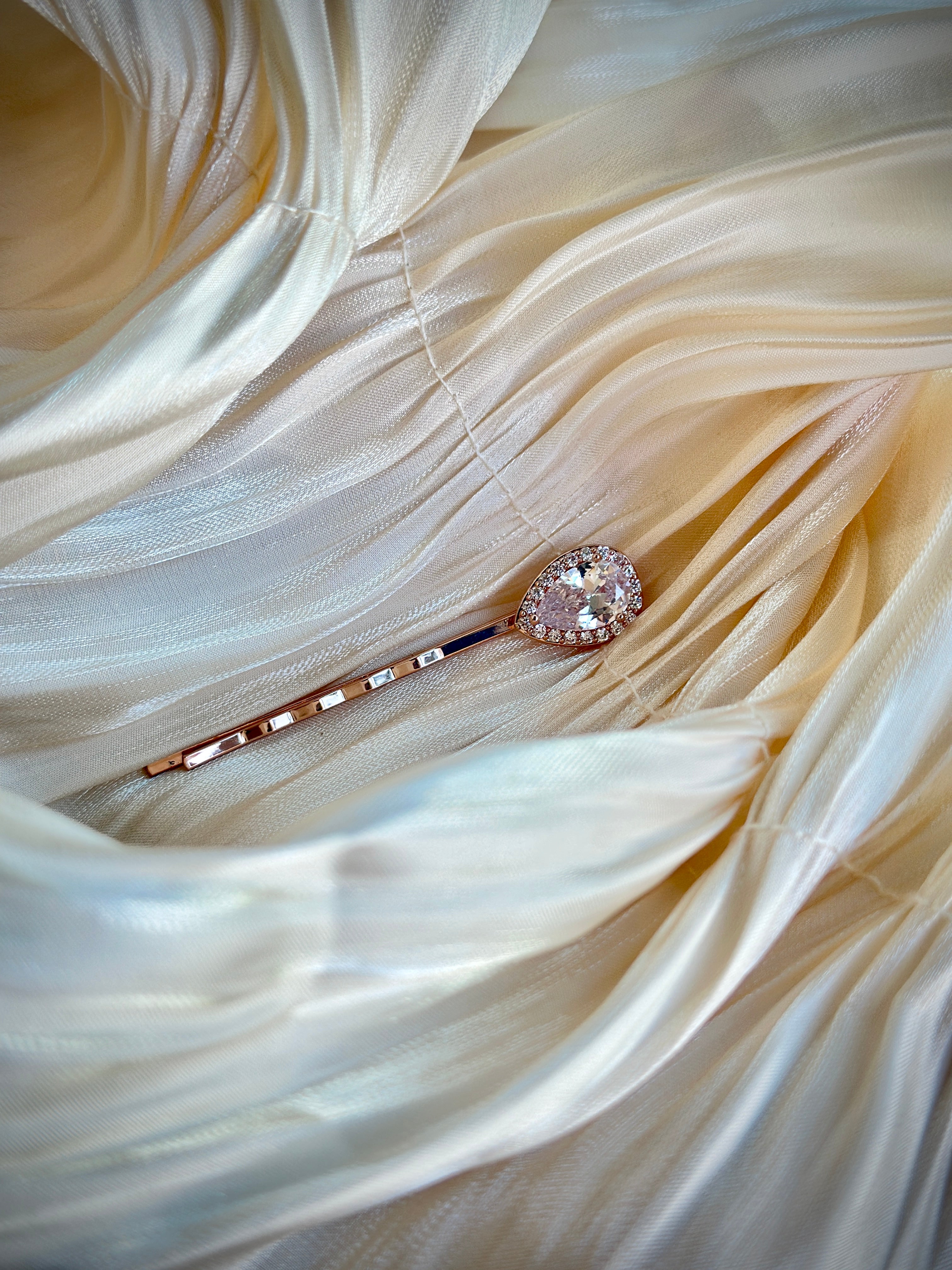 Rose Gold Crystal Hairpin Pair - Elegant Hair Accessories for Weddings, Prom & Special Occasions