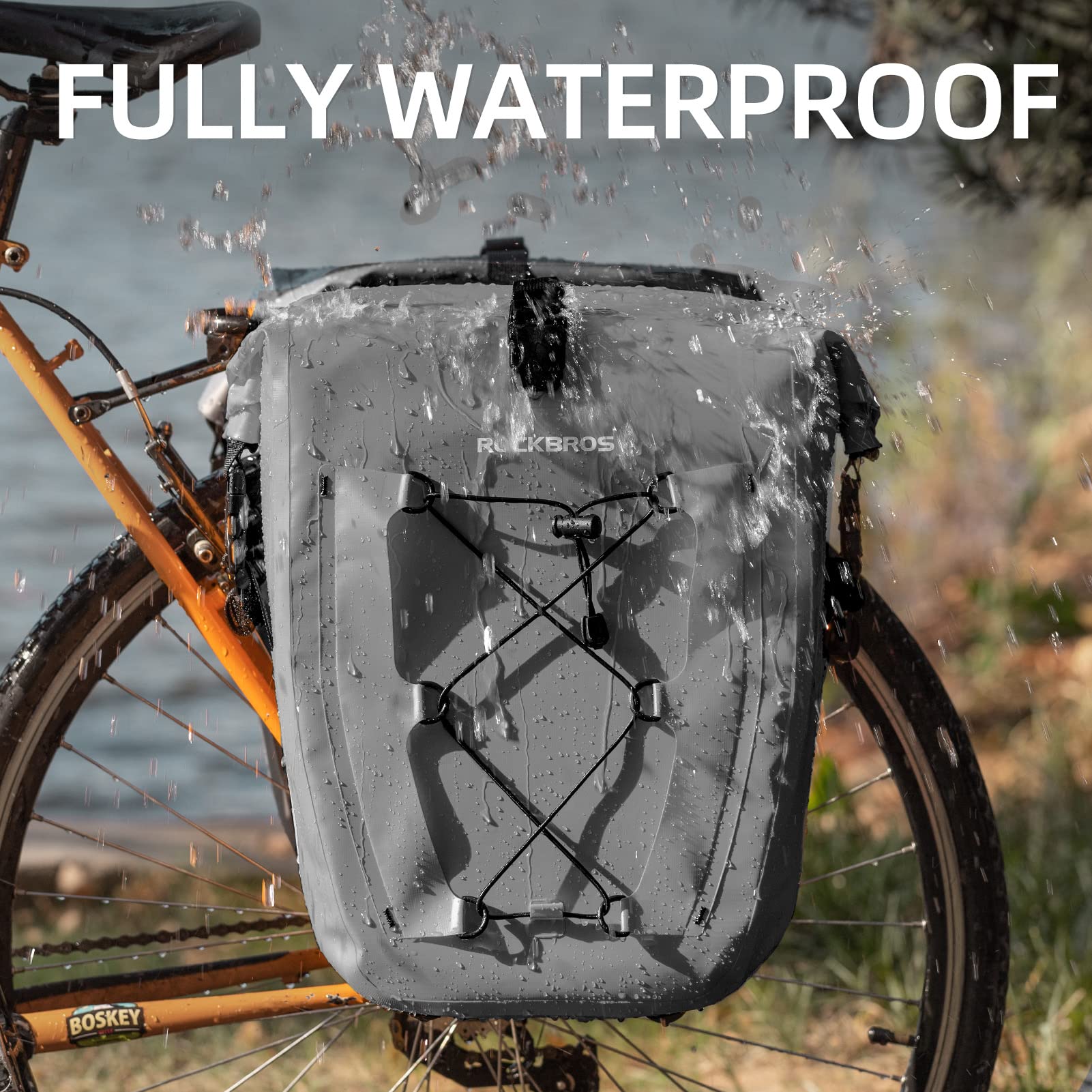 **ROCKBROS Waterproof Bike Panniers – 30L Large Capacity Rear Rack Bag for Cycling, Travel & Commuting – Ideal for Bikepacking, Grocery Runs & Daily Rides**