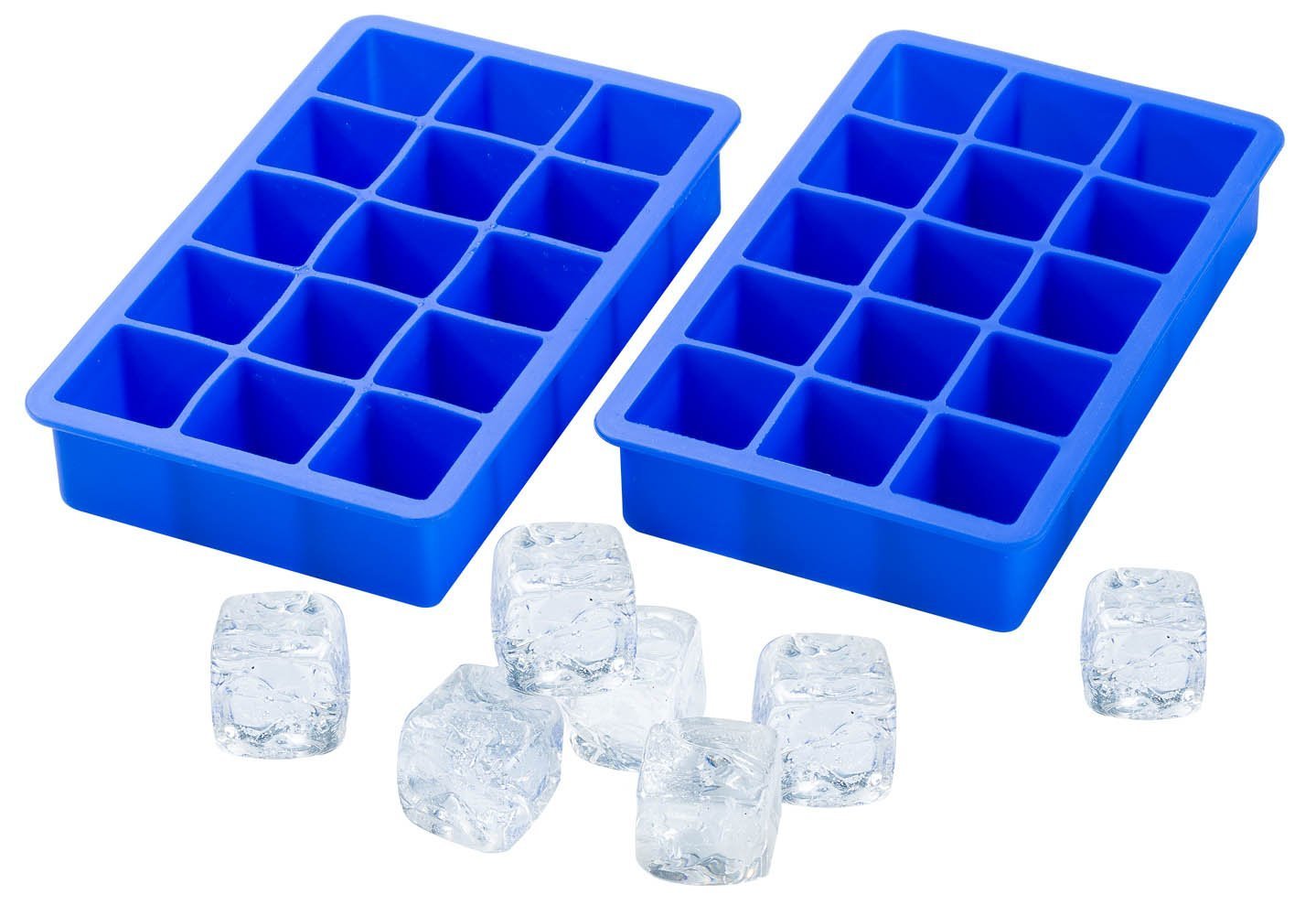 Mayata 2PCS Silicone Ice Cube Trays - 15 Cavity DIY Ice Maker Molds for Ice, Candy, Cake, Pudding, Chocolate & Whiskey - Perfect for Cocktails, Baking & Party Decorations