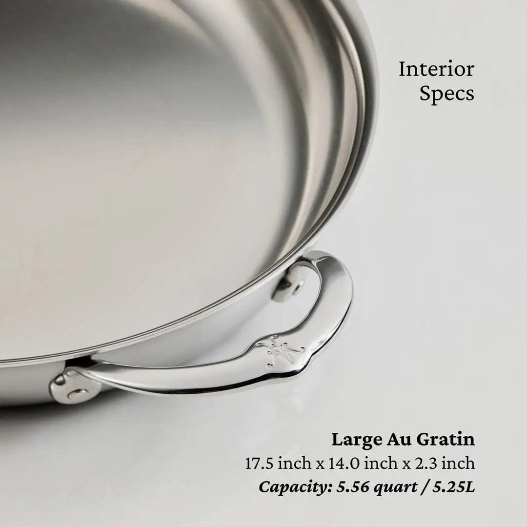 Hestan Provisions Stainless Steel Large Clad Oval Roaster Pan - 17.5 x 14 Inches - Premium Oven Safe Cookware for Roasting Turkey, Chicken & Vegetables - Perfect for Thanksgiving & Holiday Cooking