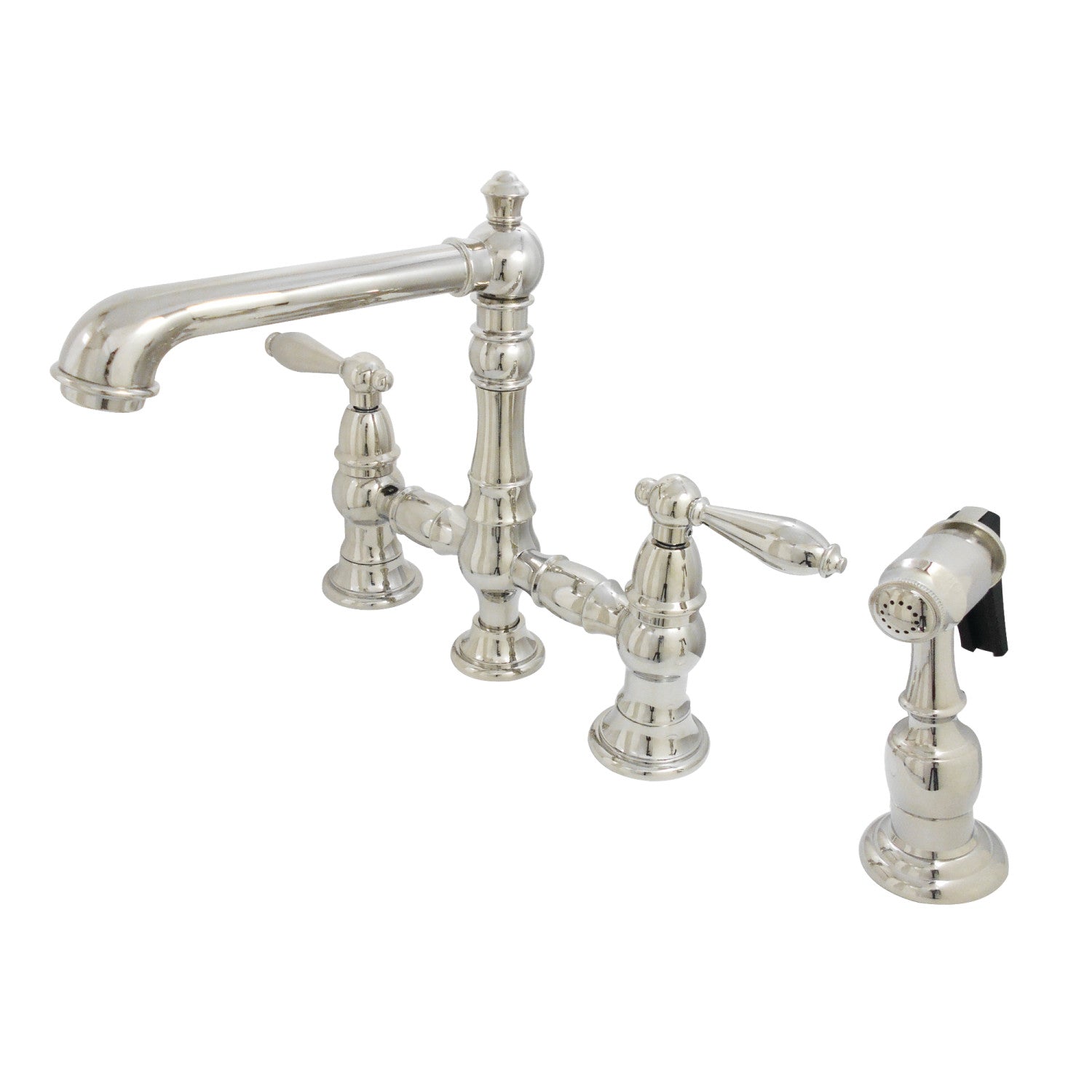 Stainless Steel Bridge Kitchen Faucet with Pull Down Sprayer - Modern Commercial Style for Restaurant & Home Kitchen Sink