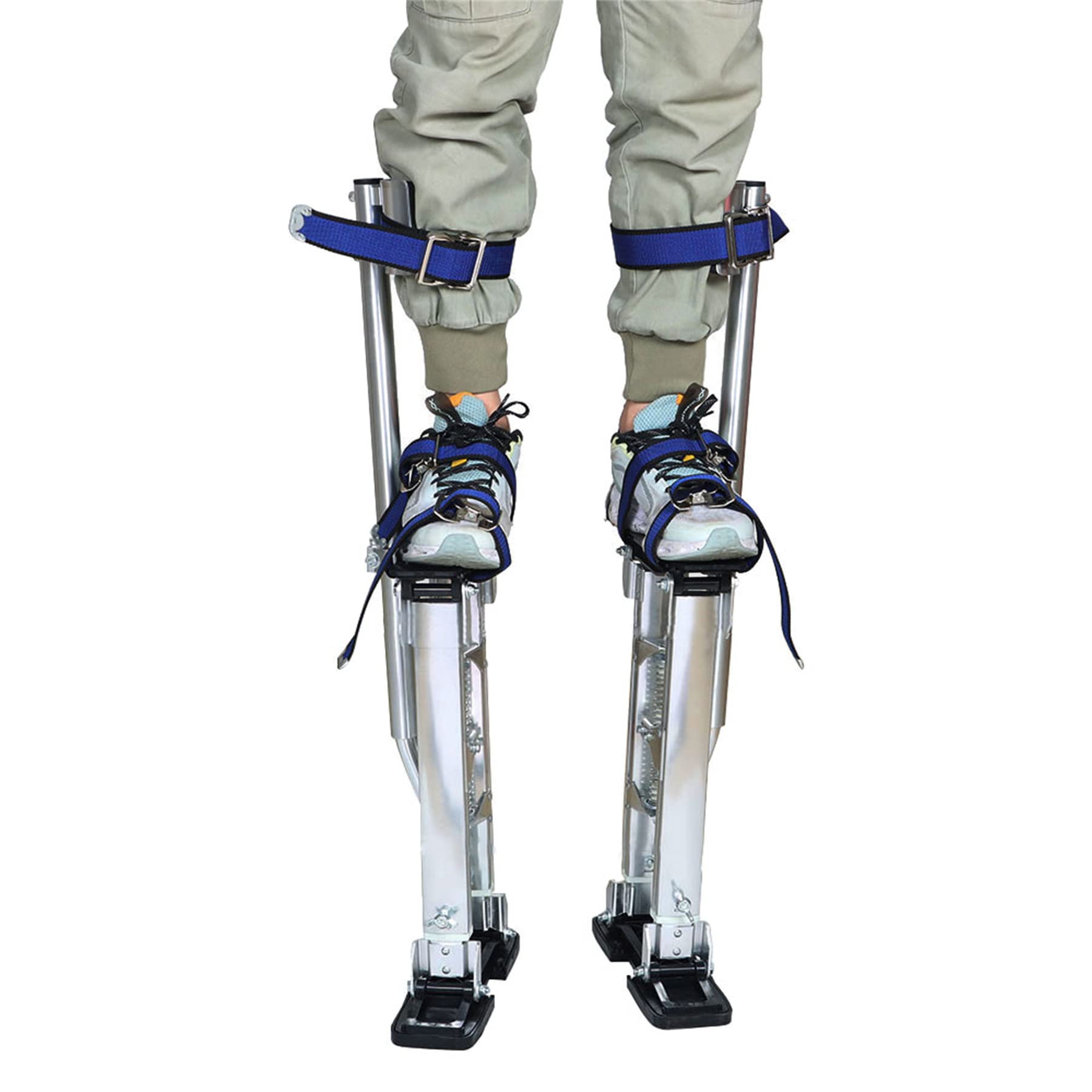 Adjustable Aluminum Drywall Stilts 24-40 Inch - Professional Painting & Cleaning Stilts for Construction Workers & DIY Home Renovation - Silver