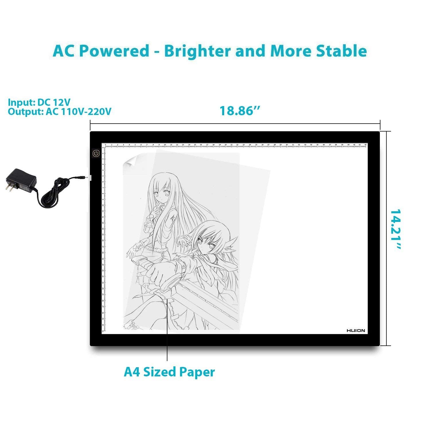 HUION A3 Light Box ST300 - Adjustable LED Tracing Light Pad for Tattoo Artists, Drawing, Sketching & Calligraphy - Perfect for Tattoo Transfer, Art Projects & Crafting
