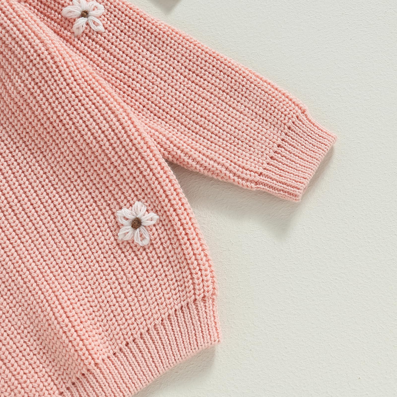YOKJZJD Chunky Knit Baby Sweater for Girls - Floral Warm Long Sleeve Knitted Top for Newborn & Toddler | Fall Winter Clothing for Photo Shoots & Family Outings