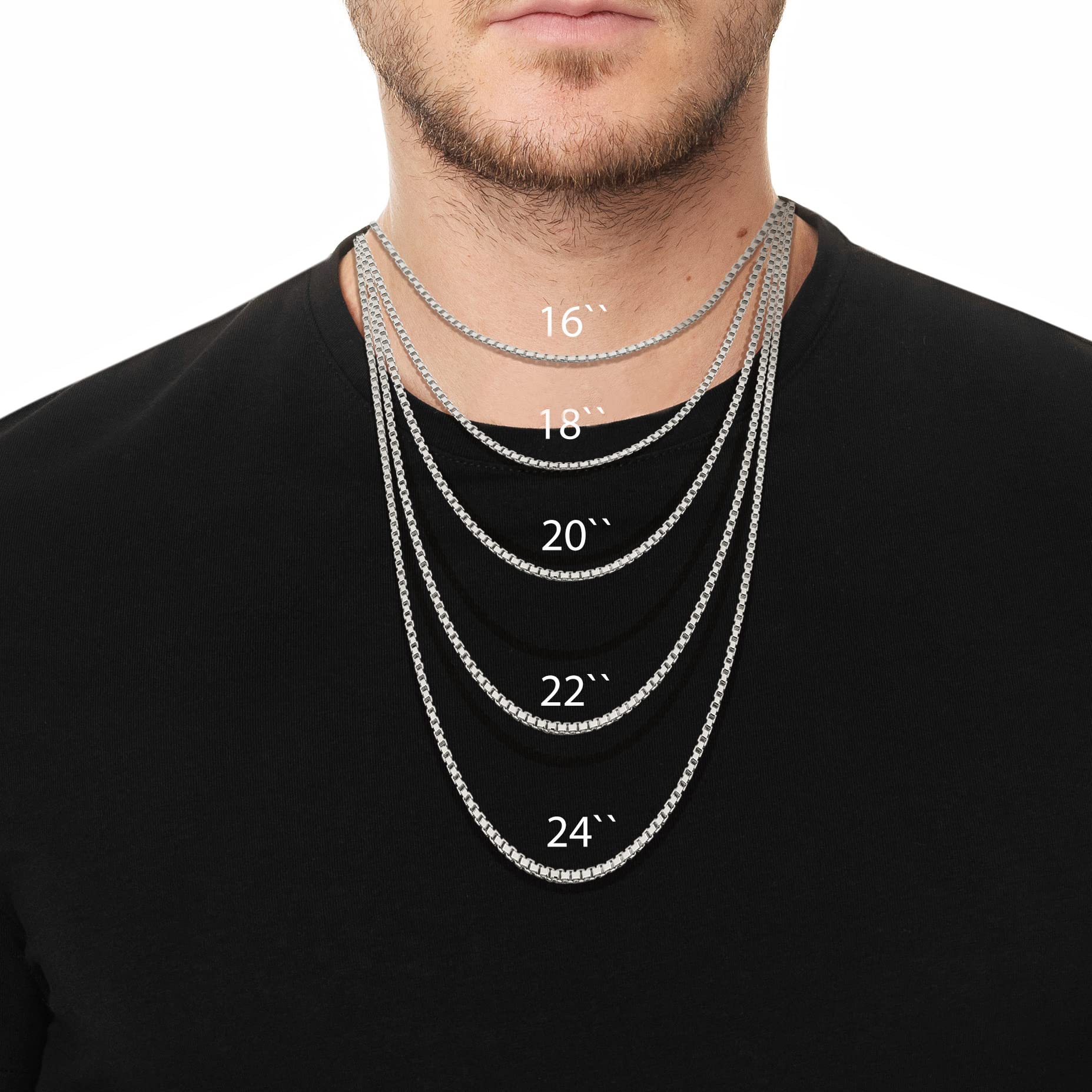 2mm Solid 925 Sterling Silver Box Chain Necklace with Secure Lobster Clasp - Elegant Everyday Jewelry for Women & Men | Perfect for Layering, Gifts & Special Occasions