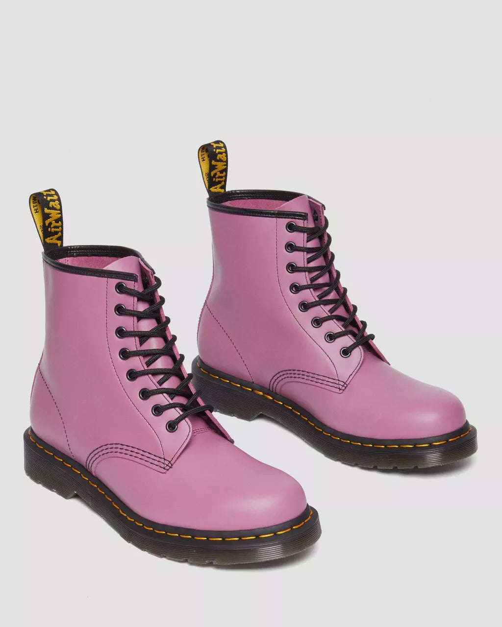 Dr. Martens 1460 Smooth Leather Muted Purple Boots for Women - Classic 8-Eye Combat Boots with Air-Cushioned Sole | Perfect for Punk Fashion, Streetwear & Everyday Wear