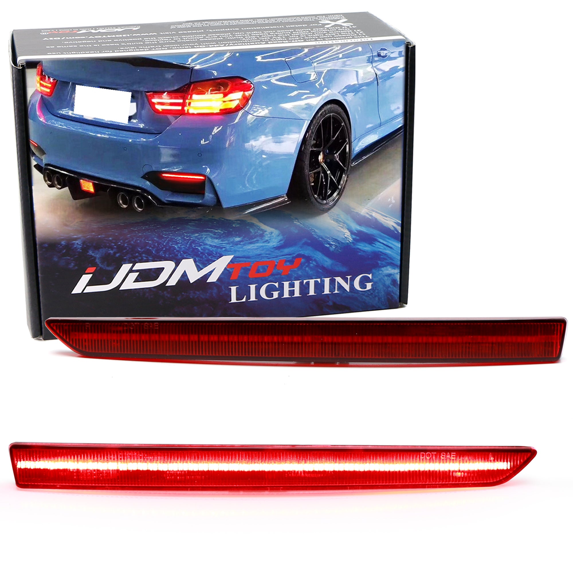 BMW F30 3 Series M Bumper Clear Lens Full LED Strip Rear Bumper Reflector Lights - Bright Safety Lights for Night Driving & Custom Car Styling