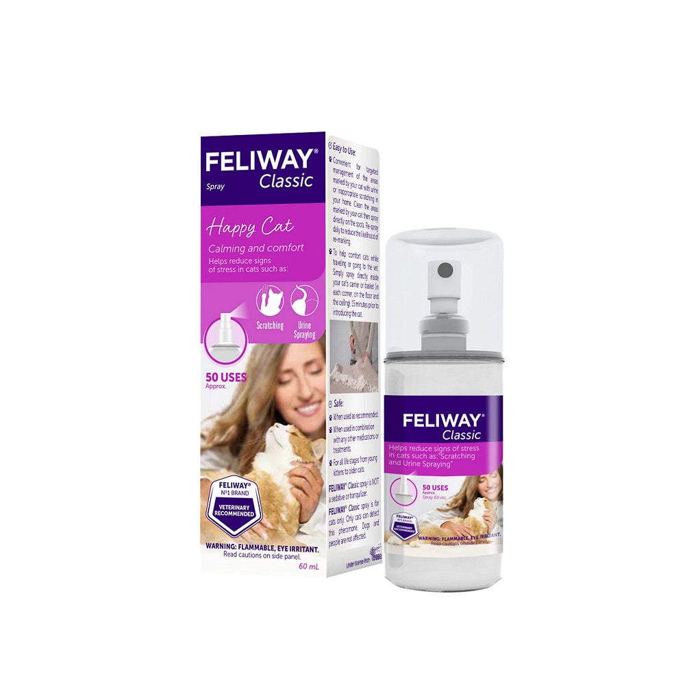 Feliway Classic Cat Calming Spray - Reduce Stress & Anxiety in Cats - Vet Recommended for Home, Travel & Vet Visits