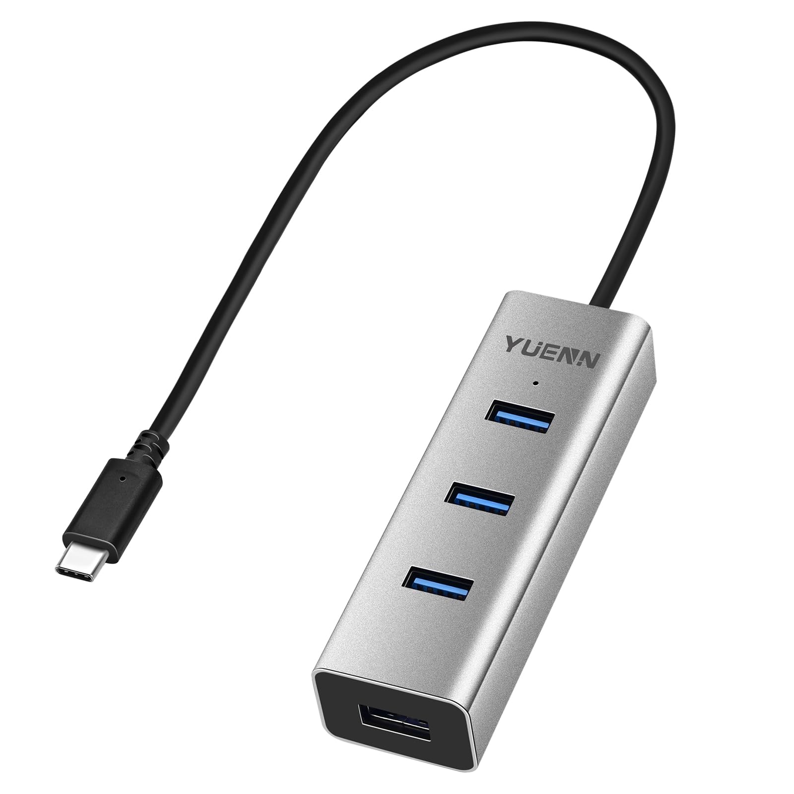 Premium 4-Port USB-C Hub with USB 3.0 - Aluminum Multi-Port Adapter for Laptop, Tablet, Phone & PC - Thunderbolt 3 Compatible for MacBook, Windows, Android, Chrome OS - Perfect for Home Office, Travel & Remote Work