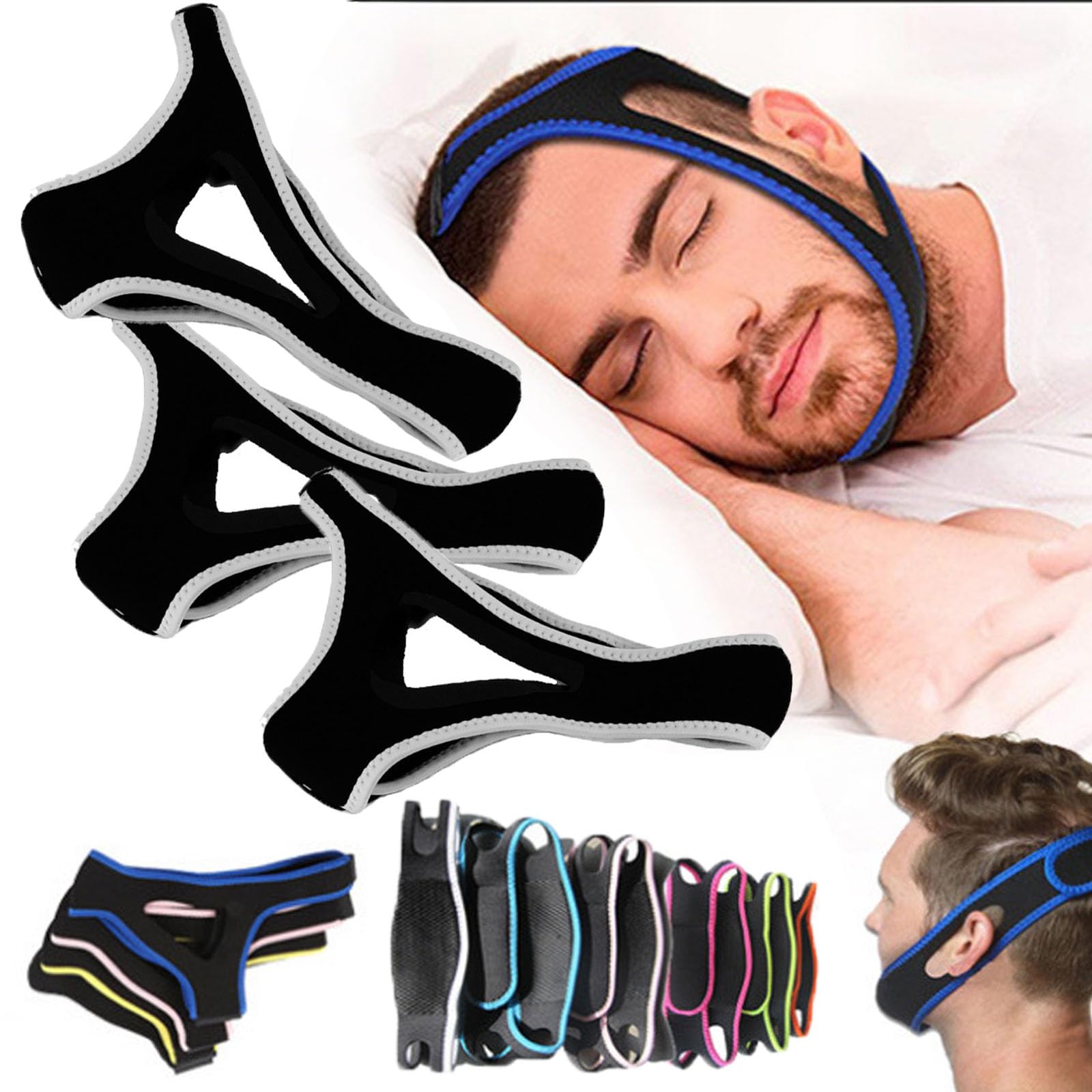 Veralabs Airflow Jaw Strap for Sleep Apnea Relief - Adjustable & Comfortable Chin Support for Women & Men (3-Pack, White) - Ideal for Snoring Reduction & Better Sleep Quality