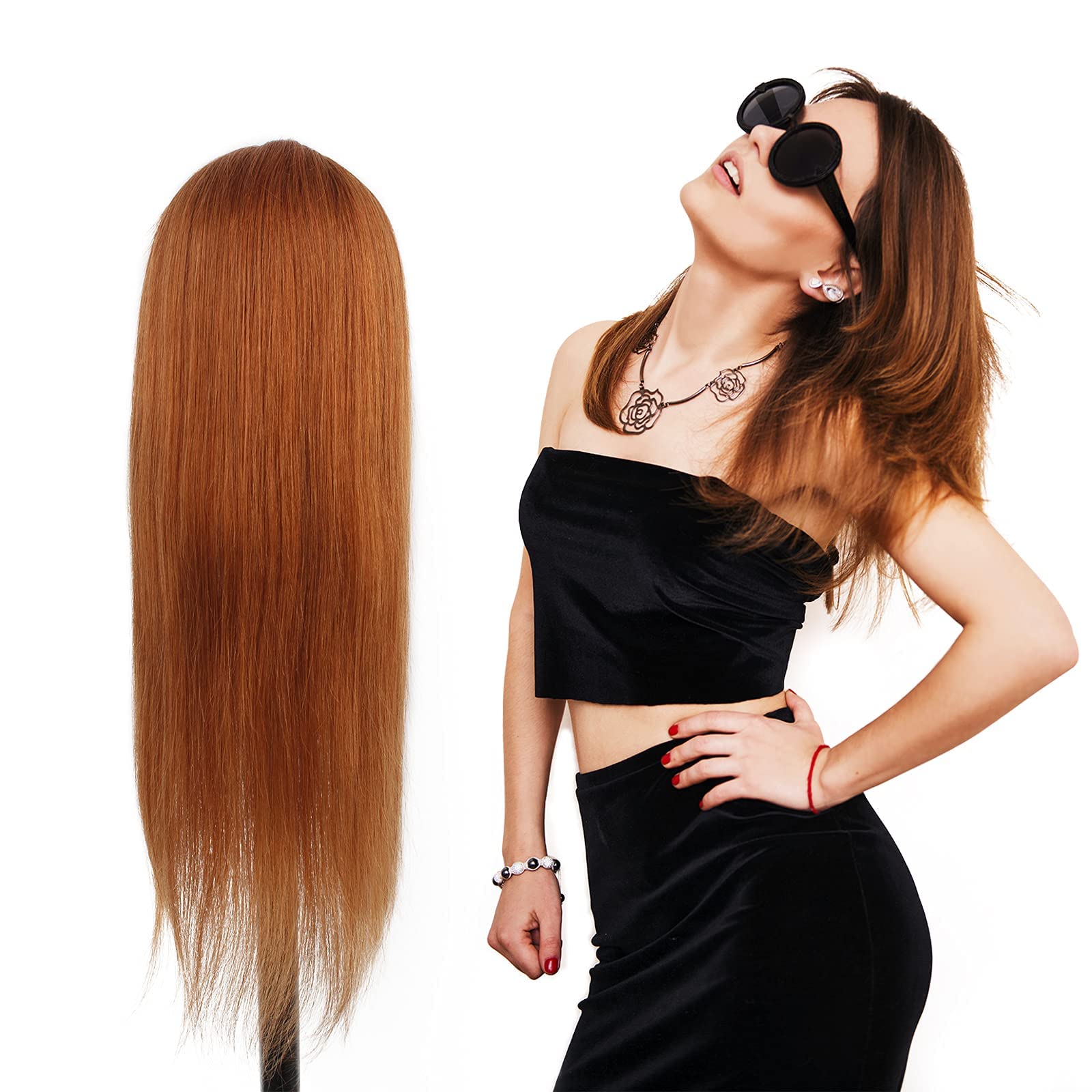 13x4 Brazilian Virgin Human Hair Lace Front Wig - Straight Glueless Lace Wig with Pre Plucked Bleached Knots & Baby Hair for Black Women | 30 Colors, 24 Inch | Perfect for Daily Wear, Parties & Special Occasions