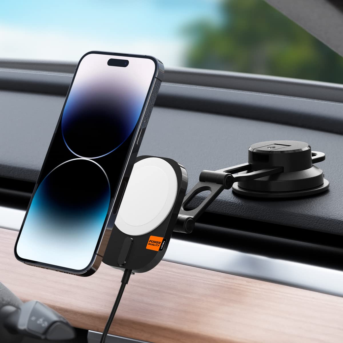 Spigen OneTap Pro 3 (MagFit) MagSafe Car Mount - 15W Apple Certified Wireless Charger for iPhone 16/15/14/13/12 Series - Dashboard, Windshield & Screen Mount - Perfect for Commuting, Road Trips & Hands-Free Navigation