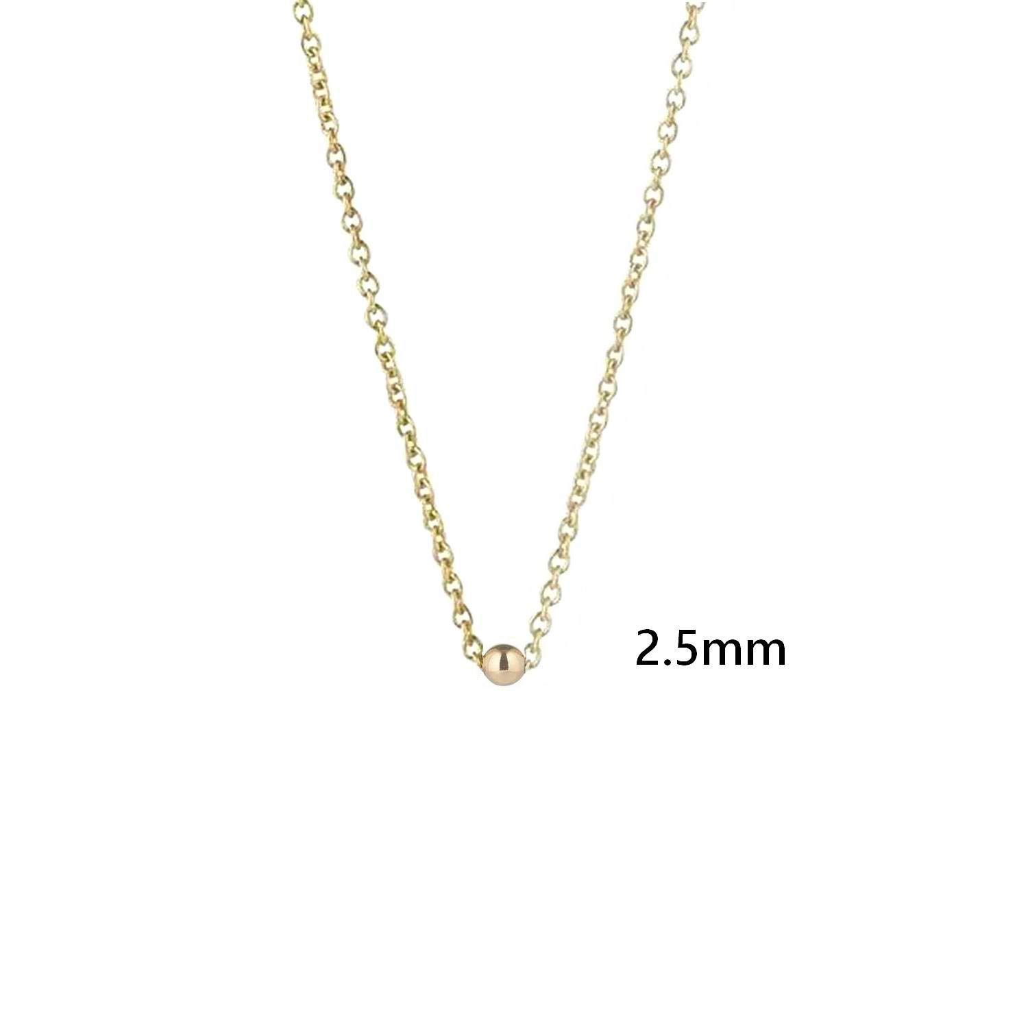 14K Solid Gold Simple Ball Bead Necklace - Dainty Gold Sphere Pendant with Fine Belcher Chain | Minimalist Everyday Jewelry for Women | Perfect for Office, Date Night & Gifting