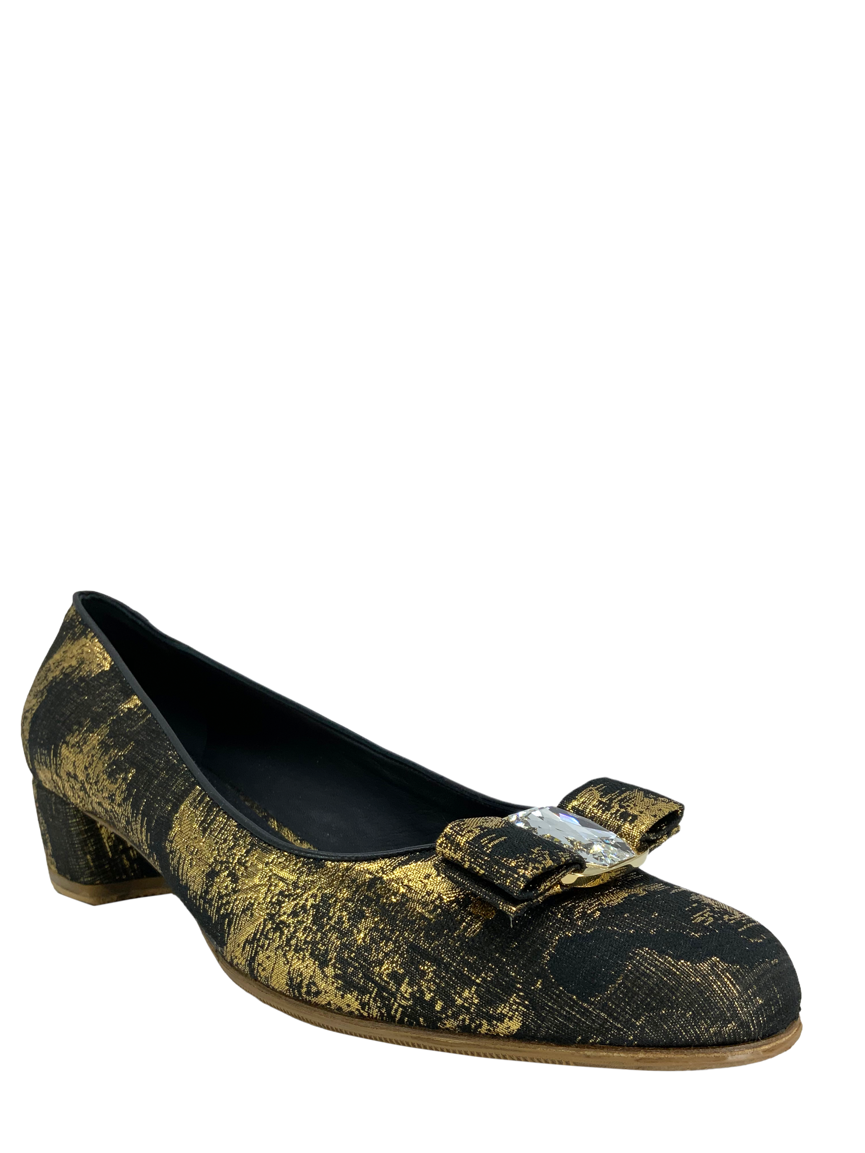 Salvatore Ferragamo Vara Bow Fabric Pumps Women's Size 10 | Elegant Pointed Toe Heels for Work, Wedding & Special Occasions