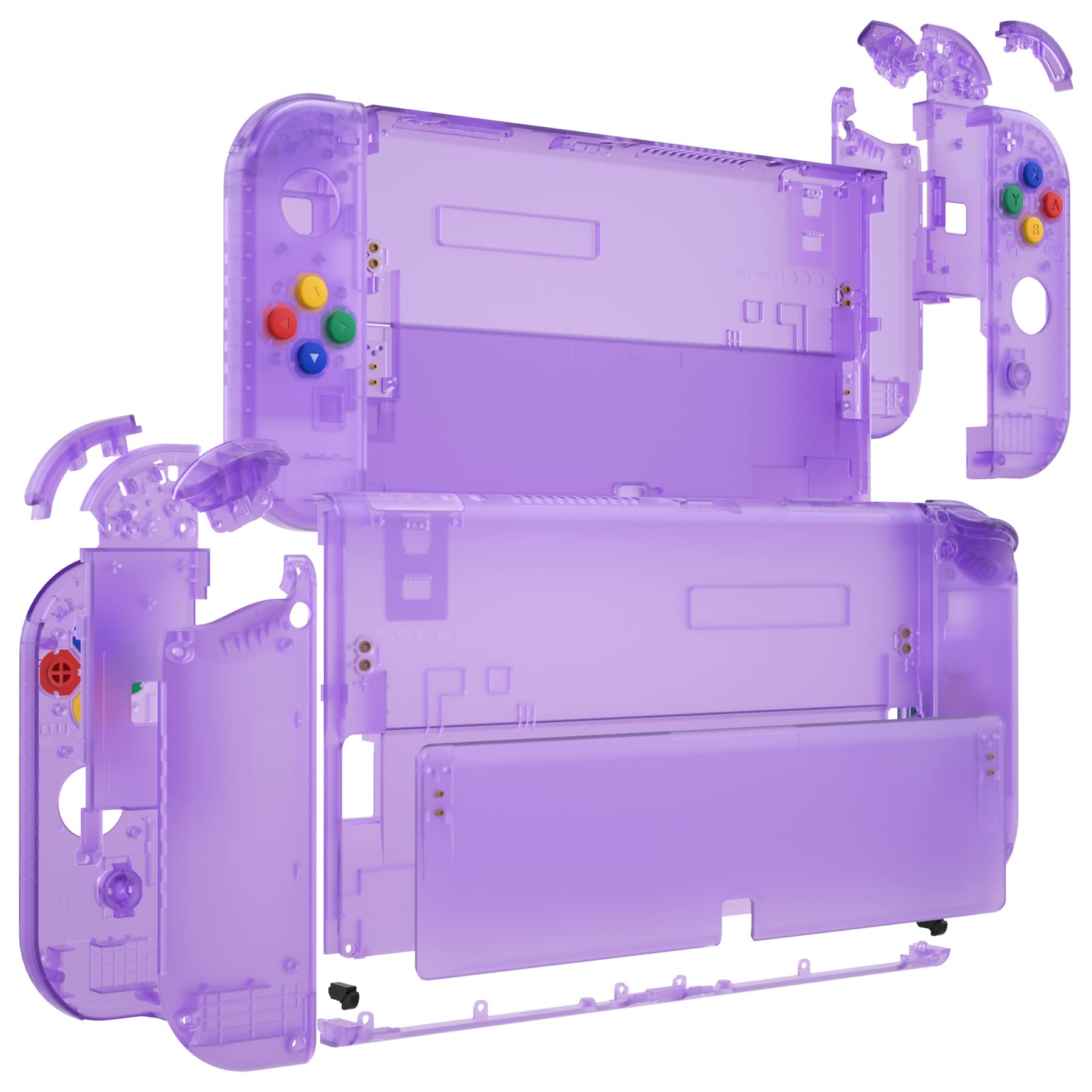 eXtremeRate DIY Full Set Shell for Nintendo Switch OLED - Replacement Console Back Plate & Kickstand, Custom Controller Housing with Full Set Buttons - Clear Atomic Purple | Perfect for Gaming Enthusiasts & DIY Modders