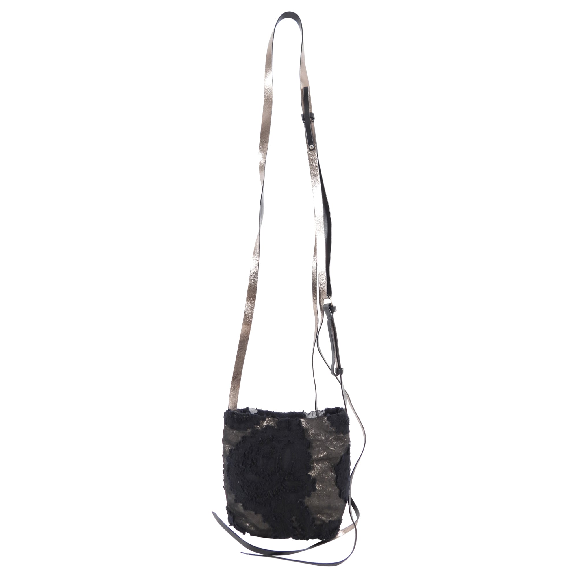 Ann Demeulemeester Pewter Metallic Leather Crossbody Bag - Stylish Shoulder Purse for Women, Perfect for Date Night, Parties & Everyday Use