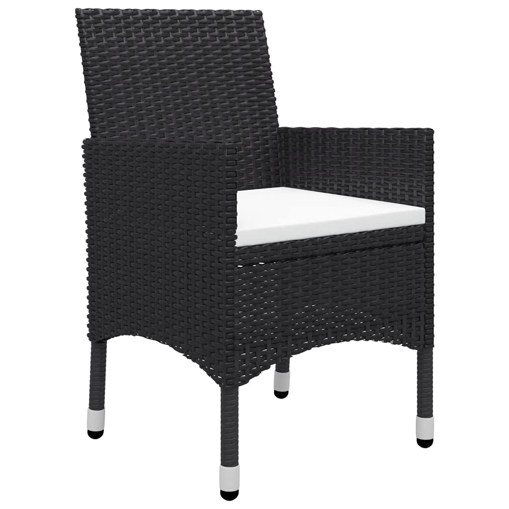 3-Piece Patio Bistro Set - Outdoor Garden Dining Furniture with Poly Rattan & Tempered Glass - Perfect for Lawn, Backyard, Poolside & Small Balcony Spaces - Black
