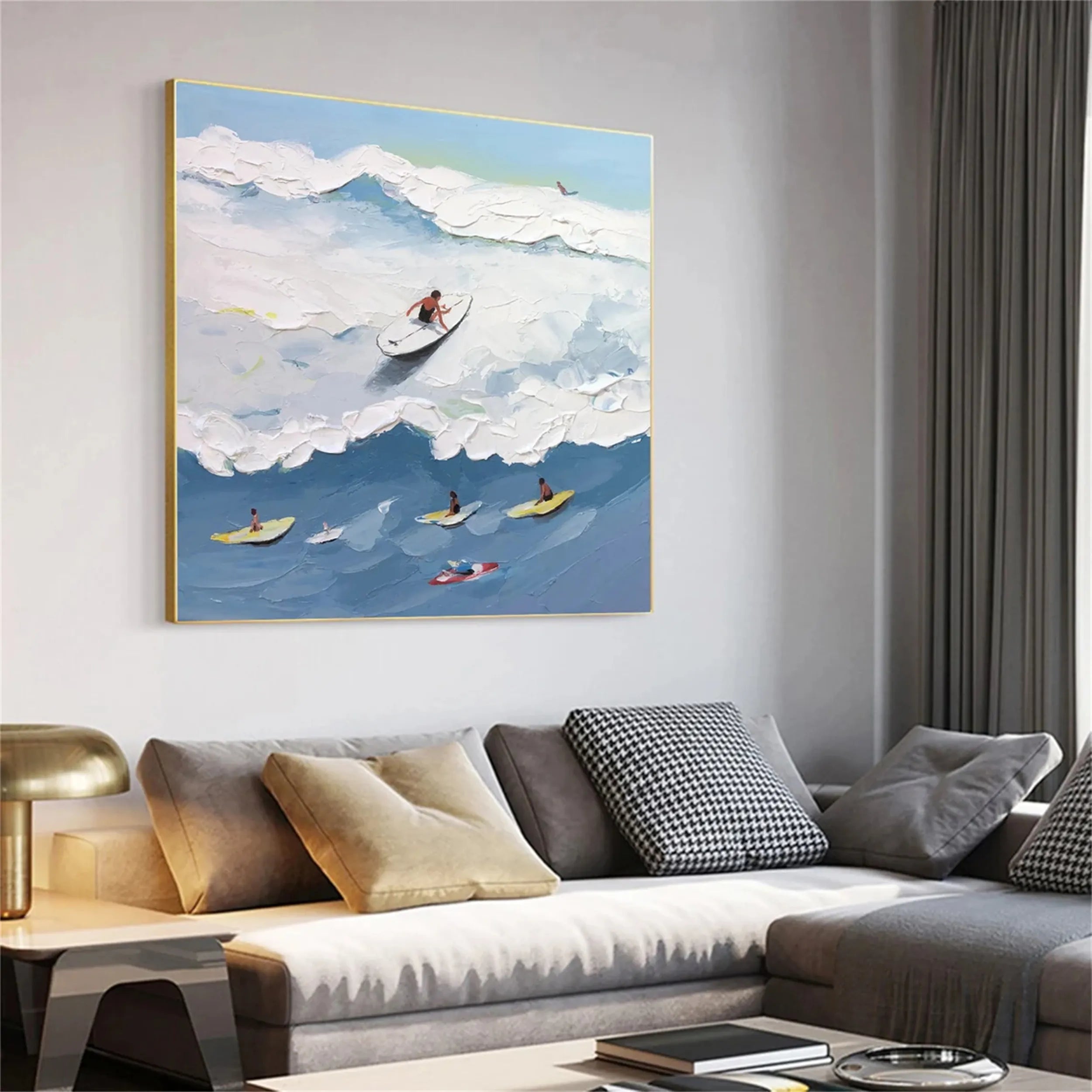 Seascape and Snowy Peak Landscape Painting - Wall Art Decor for Living Room, Bedroom, Office #SP017