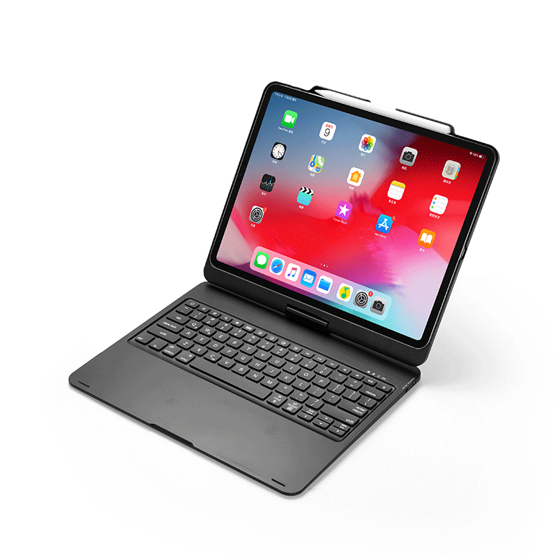 FULAIKATE Bluetooth Wireless Keyboard for iPad Pro 12.9 (2018) - Foldable Rotating Clamshell Design with Apple Pencil Slot | Perfect for Travel, Office & Home Use