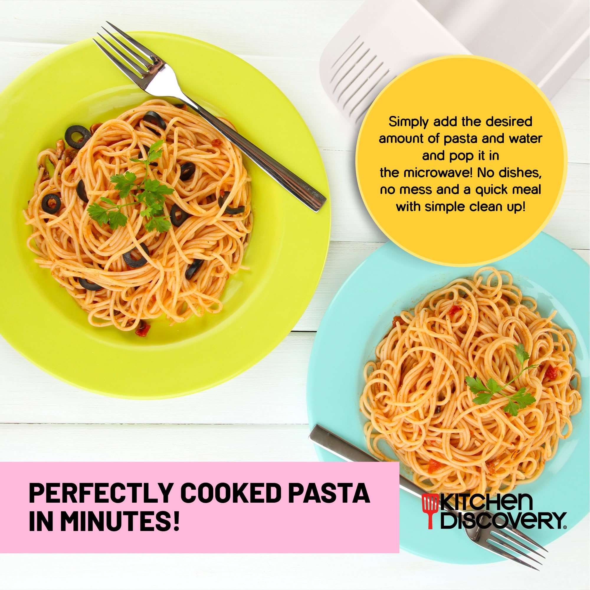 Microwave Pasta Cooker with Strainer Lid - Quick 10-Minute Pasta Maker for Spaghetti & Noodles (4 Servings) - No Waiting, No Mess, Non-Stick - Perfect for Dorm Rooms, Office Lunches & Quick Family Meals