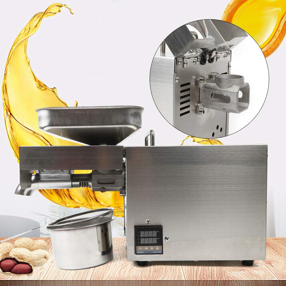 1500W Commercial Automatic Oil Press Machine - Stainless Steel Cold/Hot Press for Nuts & Seeds | High Efficiency Oil Extractor for Home & Industrial Use | Perfect for Making Peanut, Almond, and Sunflower Seed Oils