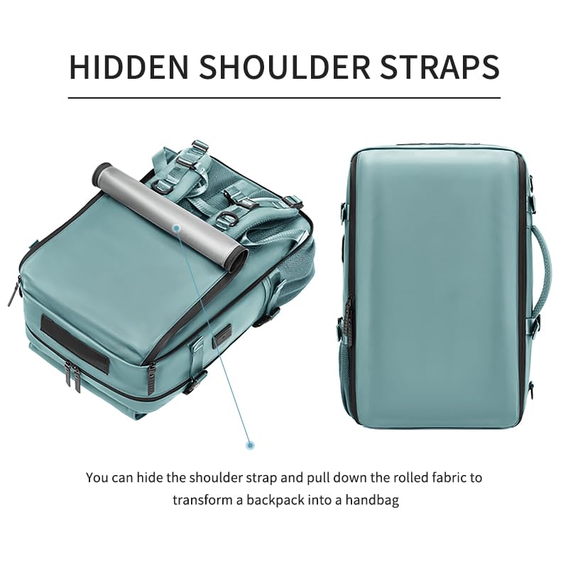 Waterproof 16 Inch Women's Travel Backpack with USB Charging Port & Shoe Compartment - Lightweight Hiking Backpack for Business, Commuting & Outdoor Adventures (Green)
