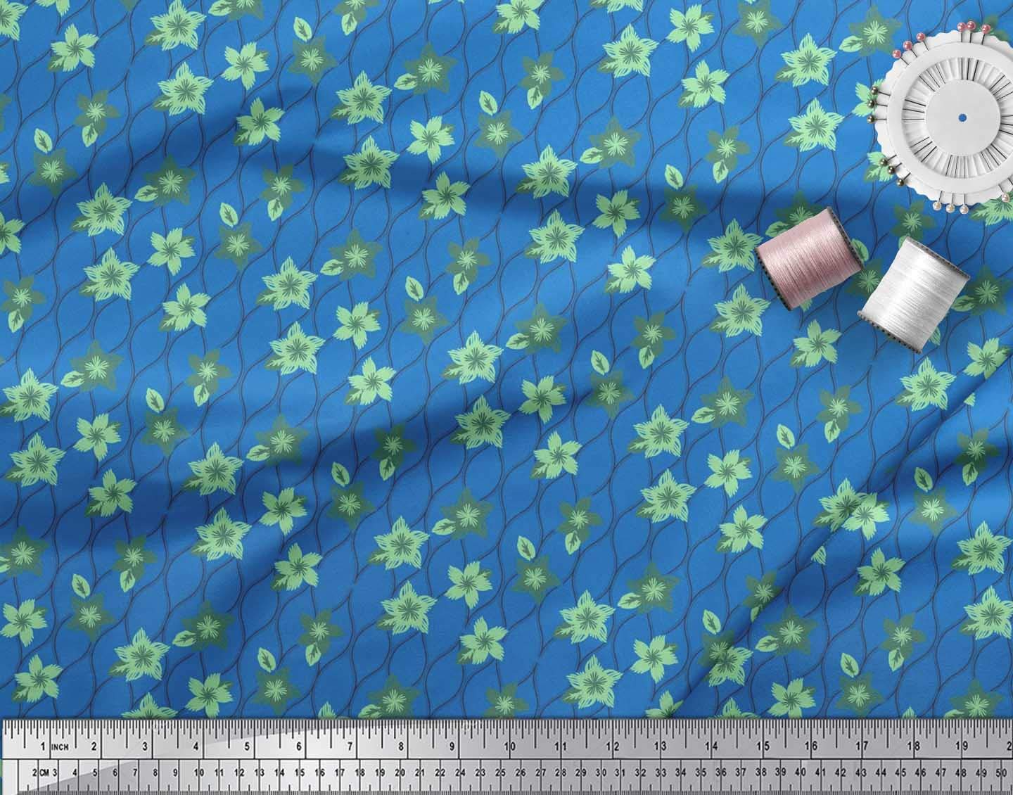 Soimoi Moss Georgette Brown Fabric by The Yard - 42 Inch Wide Floral & Ogee Damask Printed Fabric for Fashion Dresses, Curtains & Home Decor - Lightweight & Elegant Material for DIY Sewing Projects
