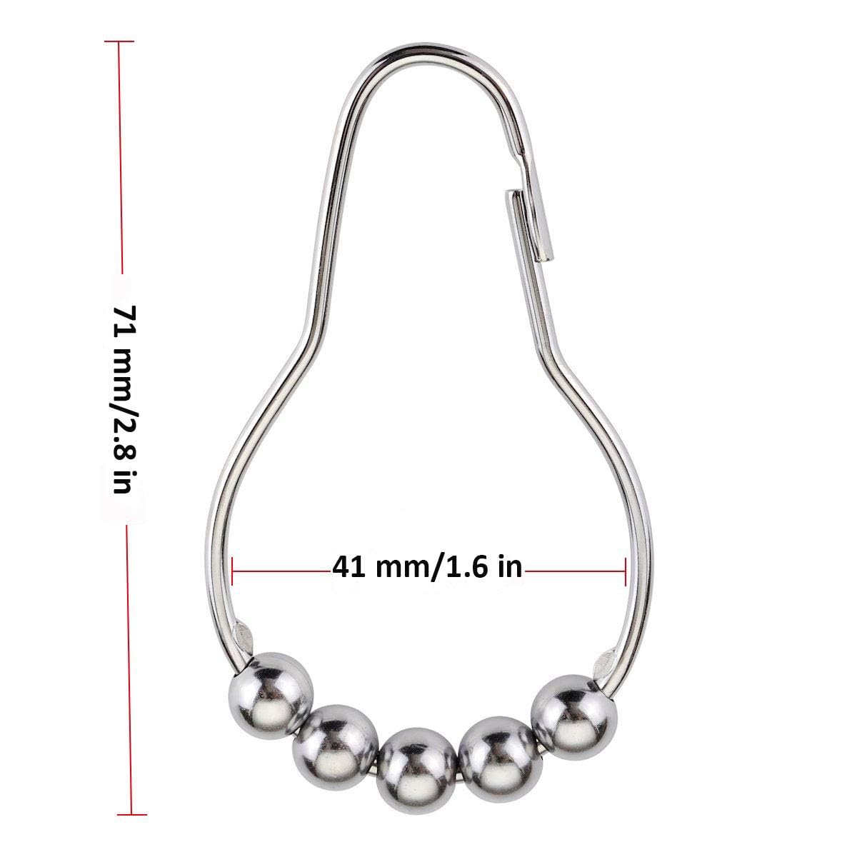 BeGrit 18-Pack Metal Shower Curtain Hooks Rings - Rustproof Bathroom Curtain Hooks for Shower Rod - Perfect for Bathroom, Spa, and Dorm Decor