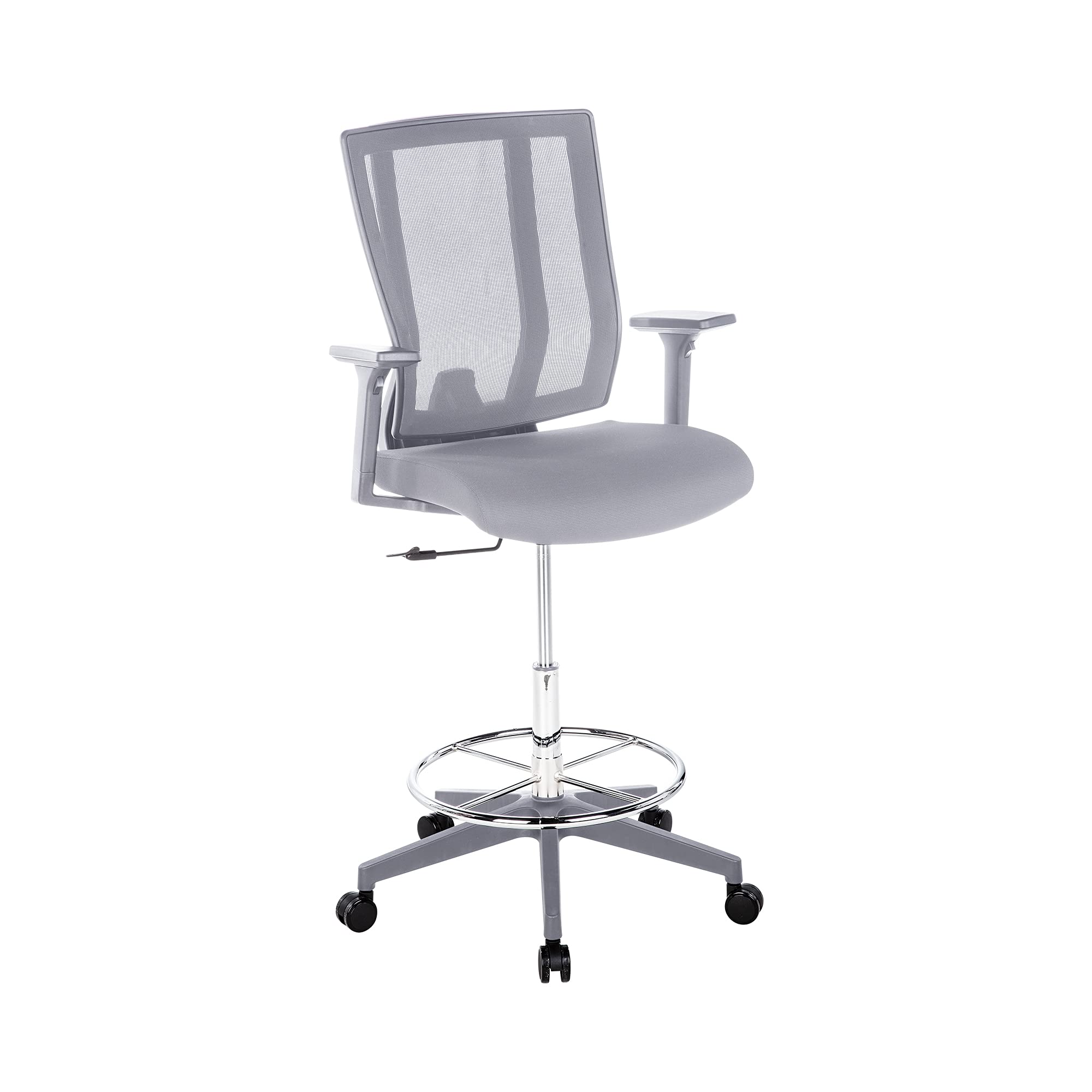 Vari Drafting Chair - Adjustable Height Office Chair with Footrest & Rolling Casters - Ergonomic Mesh Back Computer Chair for Lumbar Support - Easy Assembly Desk Chair (Grey) - Perfect for Home Office, Studio, Drafting Table & Standing Desk Workstations