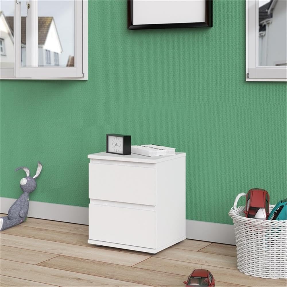 Modern 2-Piece White Bedroom Set with Handle-Free Wood Nightstands - Perfect for Contemporary Home Decor & Small Space Bedrooms