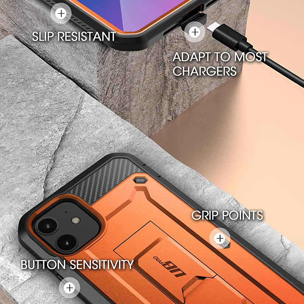 iPhone 12 Mini 5.4 Inch Unicorn Beetle Pro Rugged Case - Shockproof & Drop Protection - Orange Heavy Duty Cover for Outdoor, Work & Extreme Sports