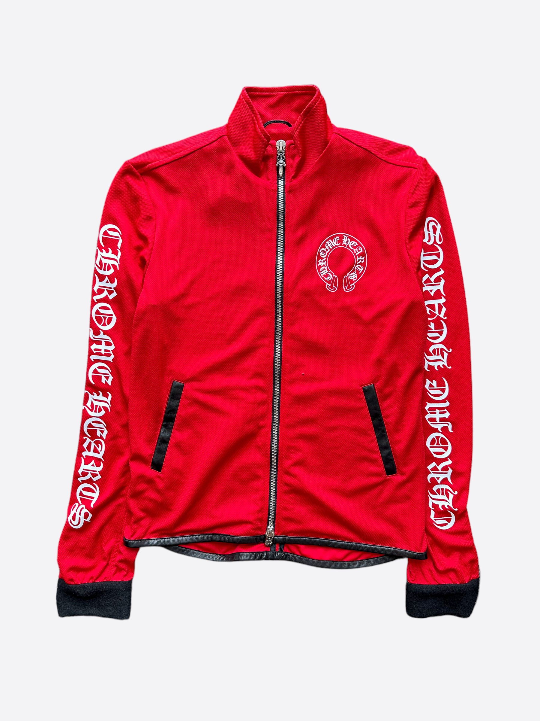 Chrome Hearts Red Horseshoe Logo Track Jacket - Stylish Men's & Women's Hooded Jacket for Streetwear Fashion & Casual Outfits | Perfect for Urban Lifestyle, Concerts & Night Out