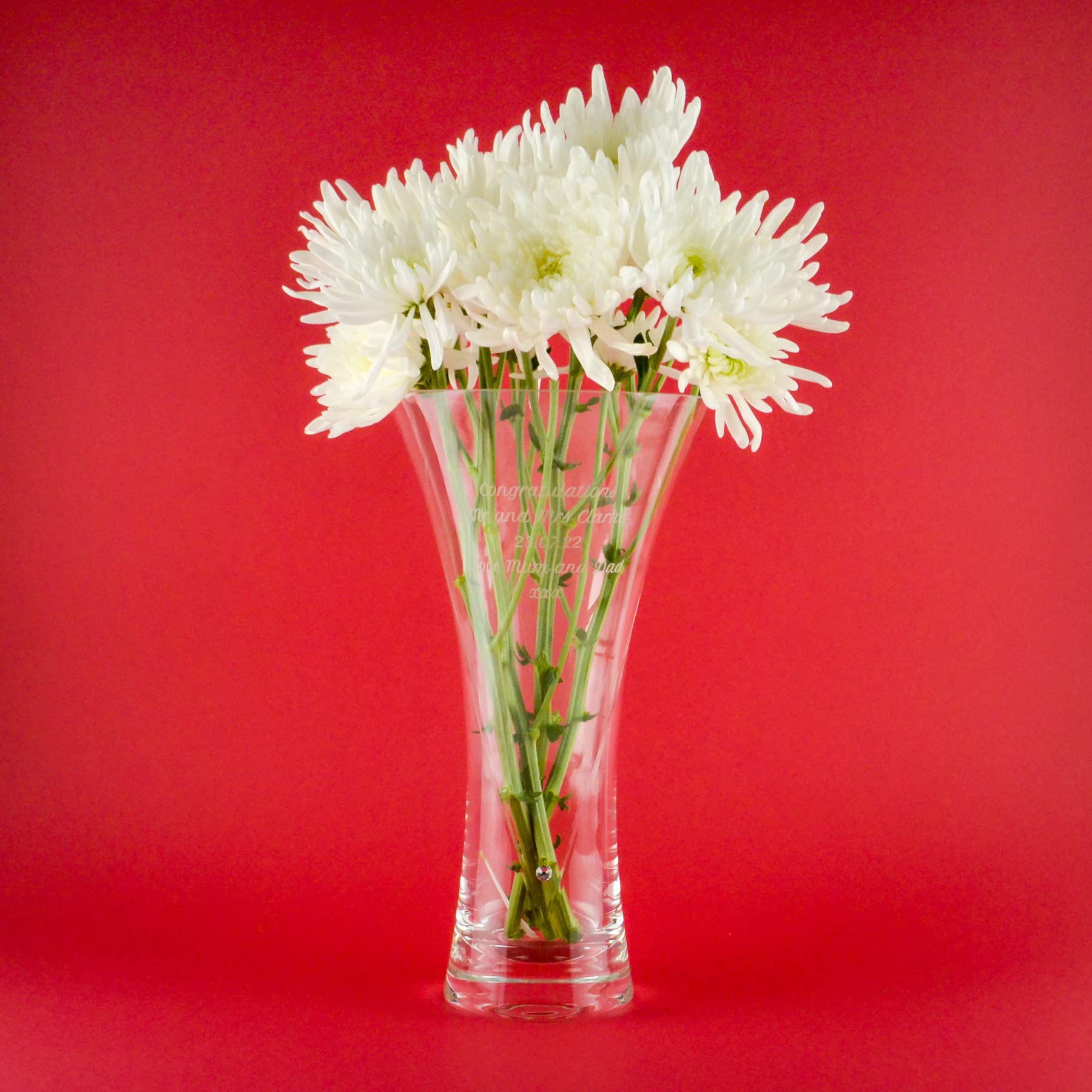 Personalized Diamante Vase with Etched Heart Design - Custom Engraved Glass Vase for Home Decor, Anniversary, Birthday, Retirement Gifts for Women, Mom, Wife - Perfect for Wedding, Valentine's Day & Housewarming