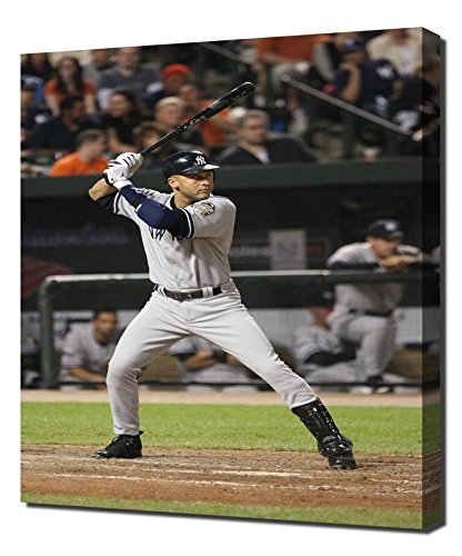 Derek Jeter Baseball Canvas Art Print - Stretched Wall Decor for Sports Fans - Perfect for Man Cave, Living Room & Office Decor