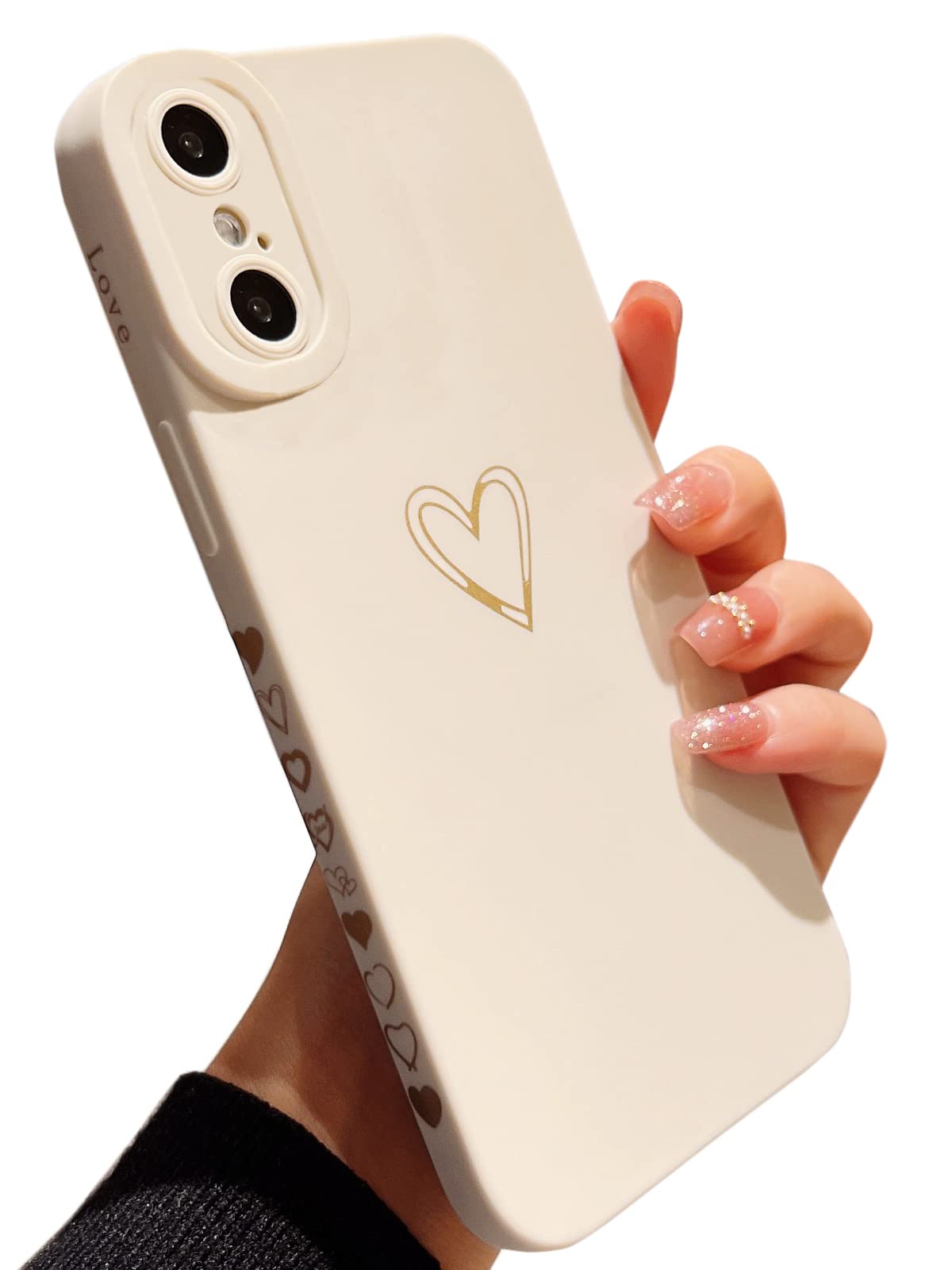 Qokey Cute Love Heart Plated iPhone X/Xs Case 5.8