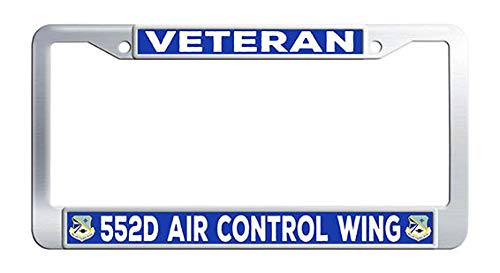 Stainless Steel Air Force Veteran 552d Air Control Wing License Plate Frame - Durable Car Tag Holder for Military Support & Pride - Perfect for Cars, Trucks & Veterans Day Displays