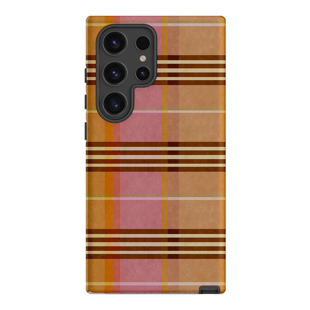 Peachy Plaid Phone Case for iPhone 15/14/13/12/11 Pro Max - Cute Tartan Pattern Protective Cover with Shockproof Design - Perfect for Everyday Use, Travel & Fashion Accessories