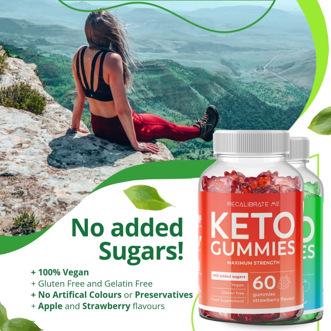 RECALIBRATE ME Keto Gummies for Weight Loss | Sugar-Free Strawberry Flavored Vegan Snacks | Gluten-Free Ketogenic Diet Supplement (60 Count) - Perfect for On-the-Go Healthy Lifestyle & Low-Carb Diet Support