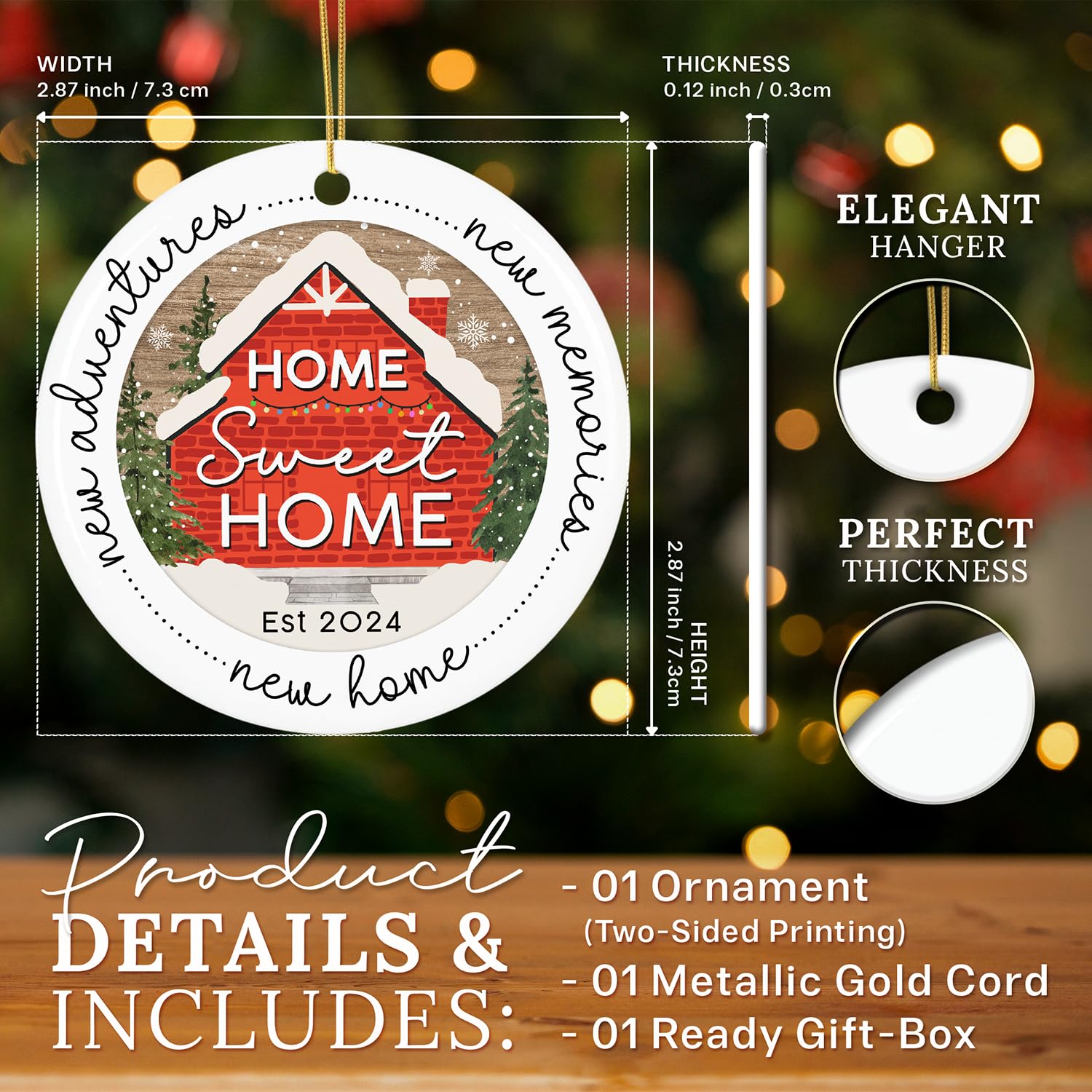 HEXMOZ Elegant Ceramic Housewarming Gift for Couples - New Home Ornament & Christmas Keepsake 2025 - Perfect First Home Gift for Men & Women - Ideal for Housewarming Parties & Holiday Decorations