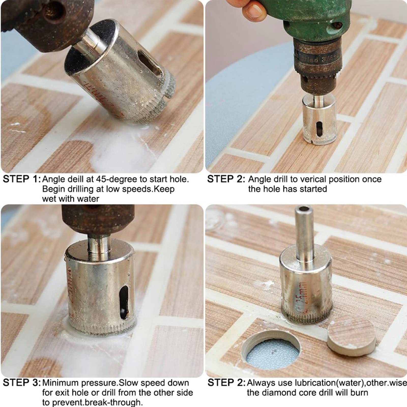 6 Inch Diamond Hole Saw Drill Bit Set for Ceramic, Glass, Tile, Porcelain & Marble - Perfect for Bathroom Renovation, Kitchen Backsplash & DIY Projects