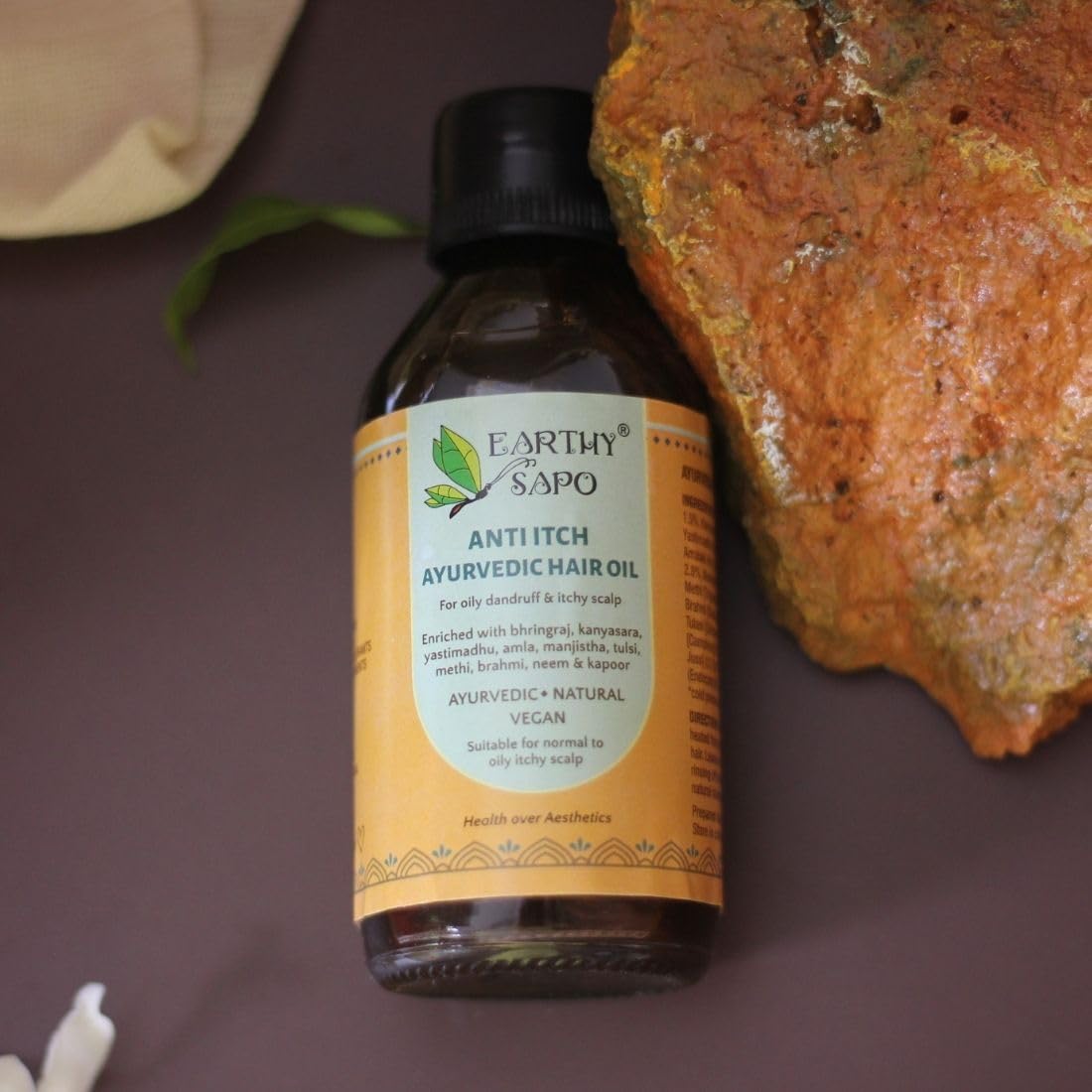 Earthy Sapo Handmade Anti-Itch Ayurvedic Hair Oil with Camphor & Neem - 100ml | Natural Scalp Treatment for Dandruff, Dryness & Hair Growth | Perfect for Daily Hair Care & Relaxing Scalp Massage