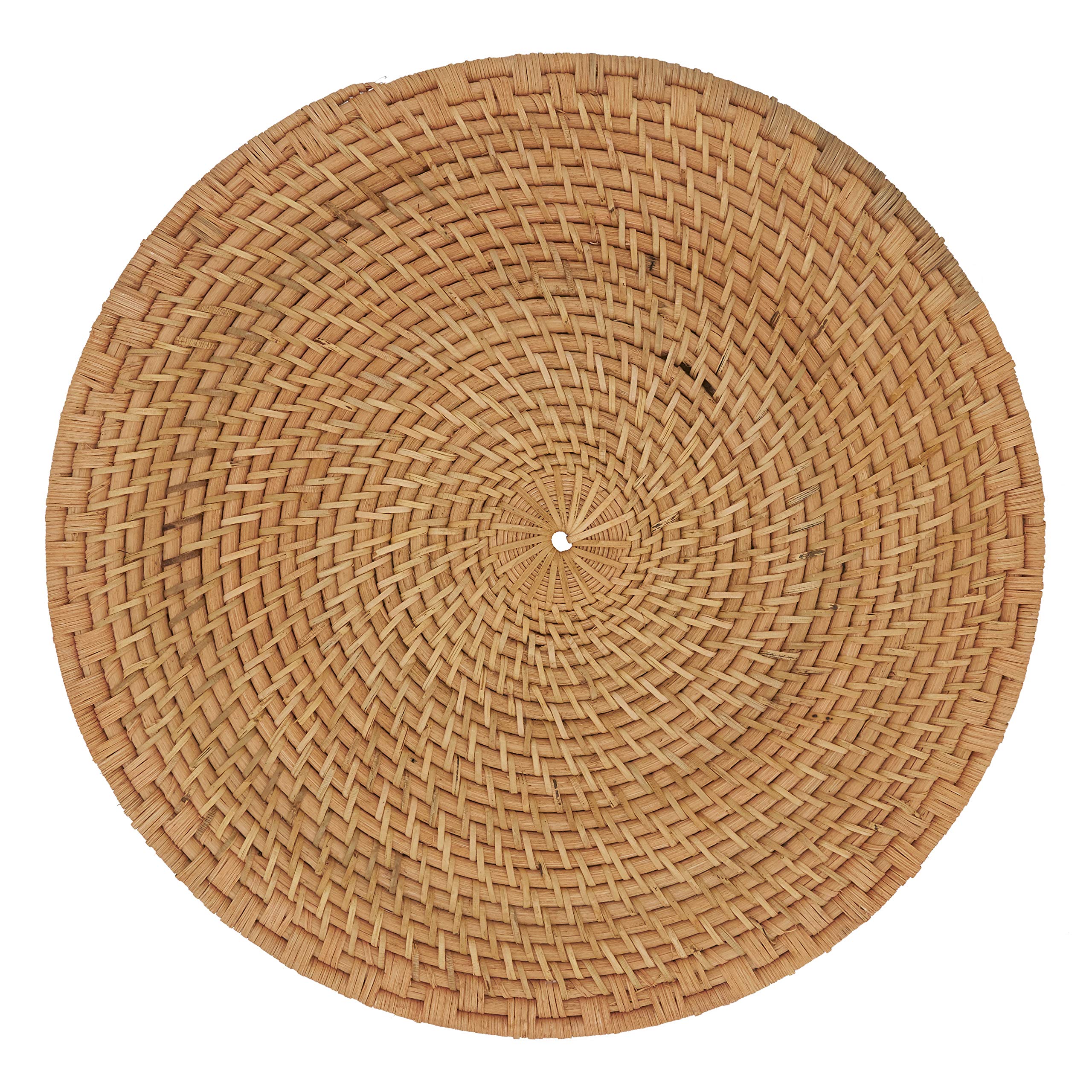 Premium Woven Rattan Placemats Set of 4 - Natural Caramel Color 15 Inch Round Table Mats - Perfect for Dining Table, Kitchen, Outdoor Picnic & Boho Home Decor
