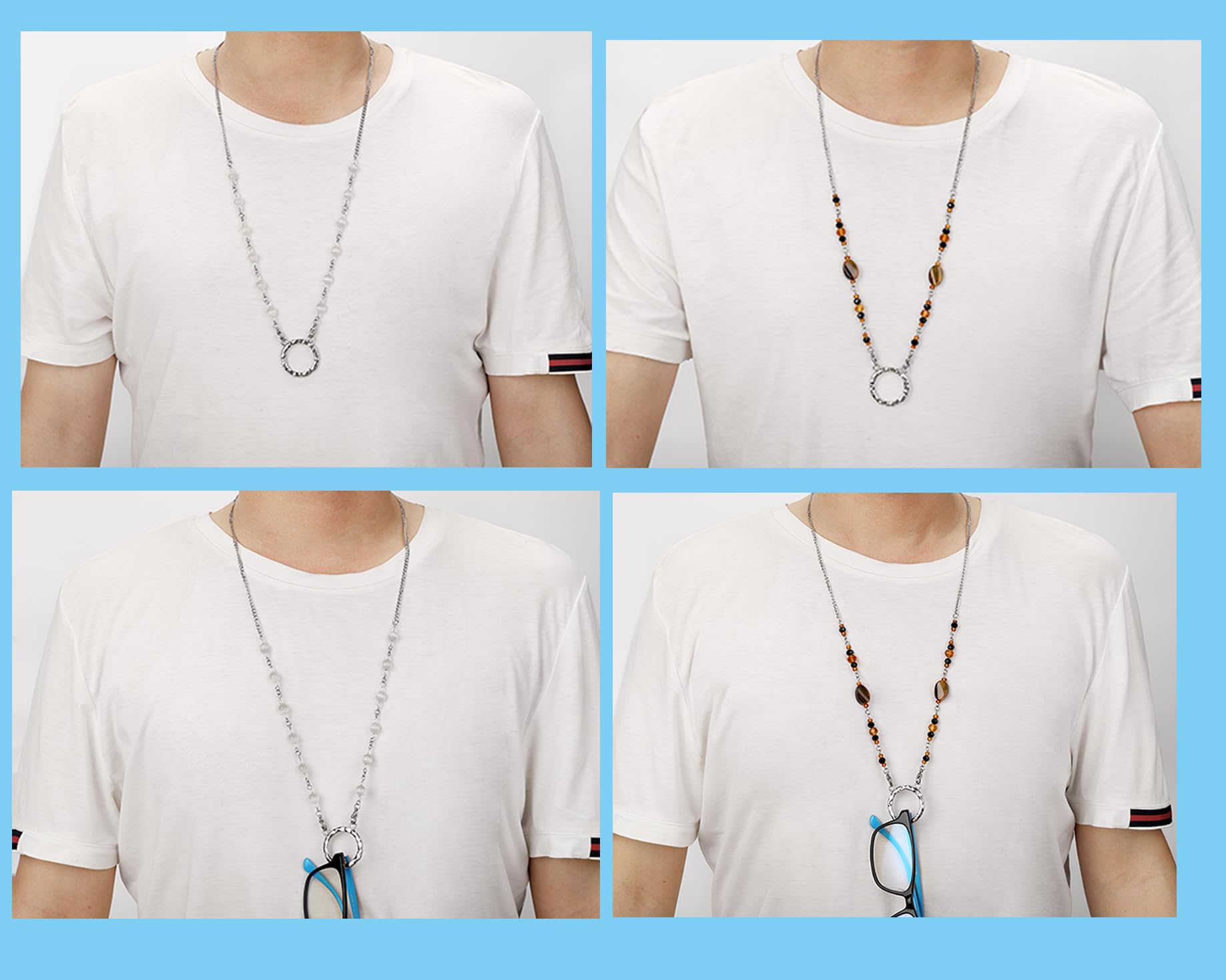 Eyeglass Necklace Holder for Women & Men - Reading & Sunglasses Chain for Daily Use