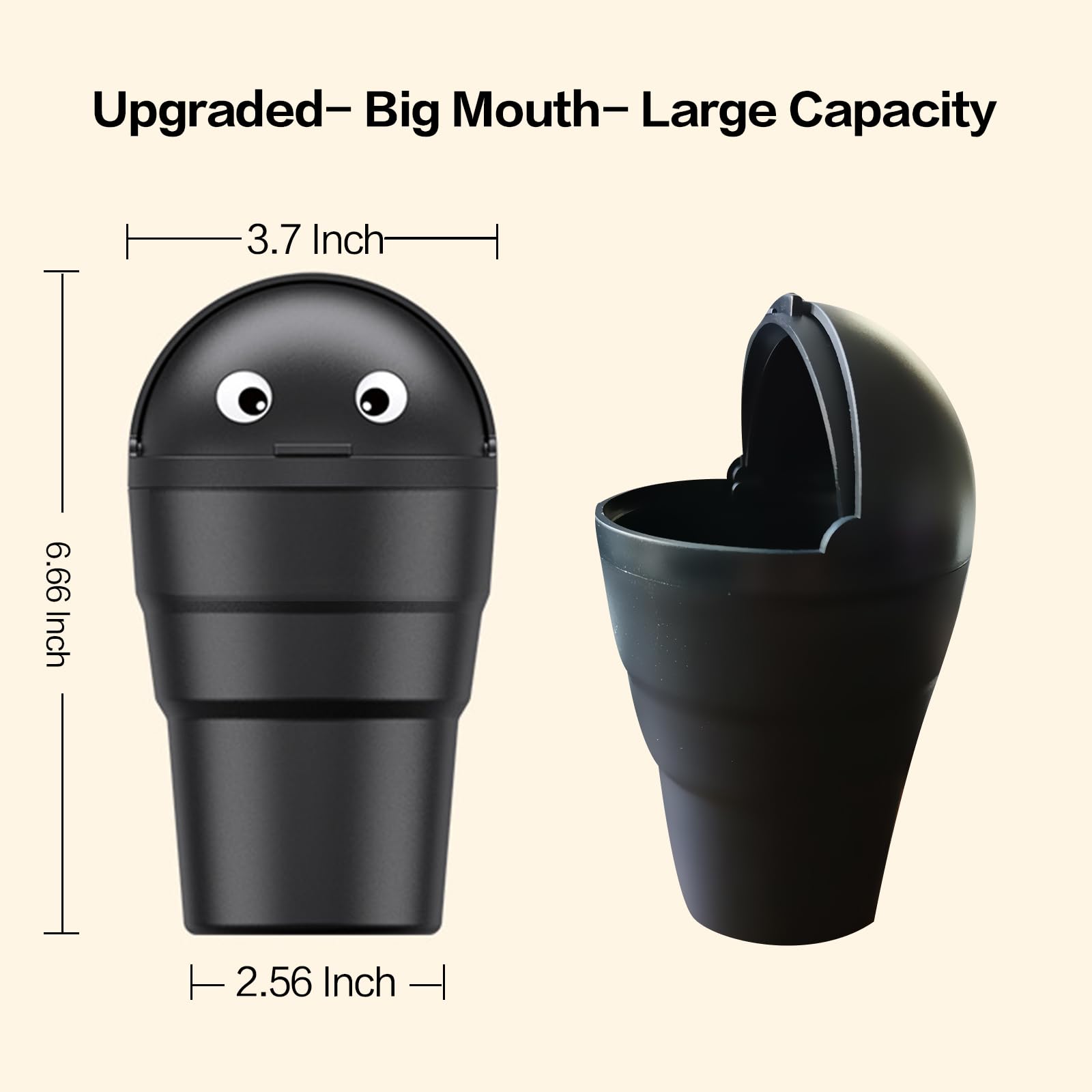Mini Car Trash Can with Lid - Leakproof ABS Cup Holder Garbage Bin for Vehicle, Office & Home Use | Cute Automotive Accessories (Black, 2-Pack) - Perfect for Road Trips, Daily Commute & Workspace Organization