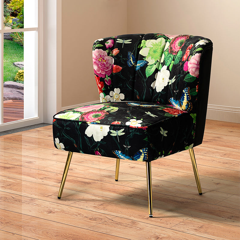 Luxury Coraline Velvet Barrel Chair with Tufted Back & Sturdy Metal Legs - Elegant Accent Chair for Living Room, Bedroom or Office Decor