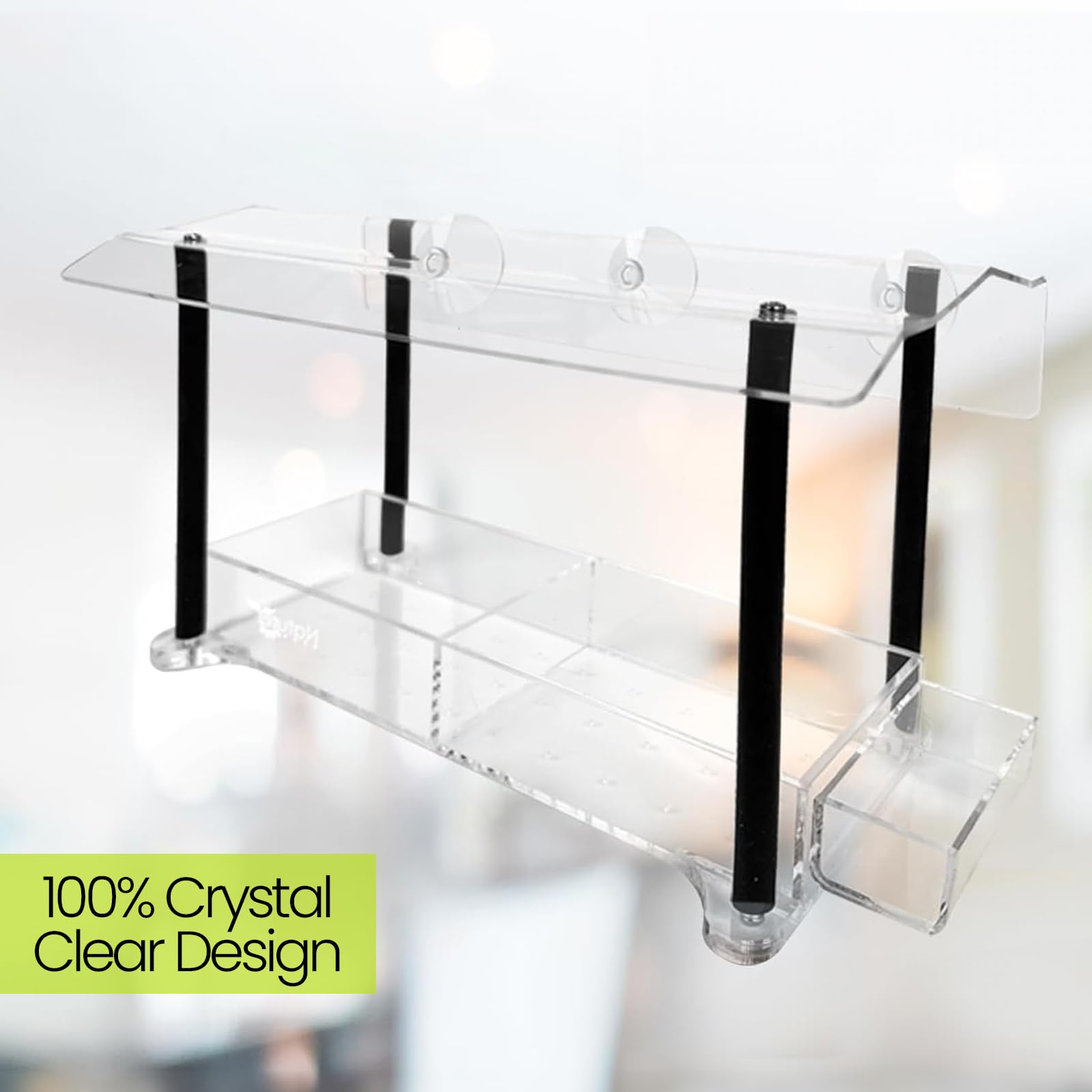 Nature Gear Clear Acrylic Window Bird Feeder with Sliding Tray - Weather Resistant, Easy to Clean, Strong Suction Cups for Secure Mounting - Perfect for Bird Watching at Home, Office or Classroom